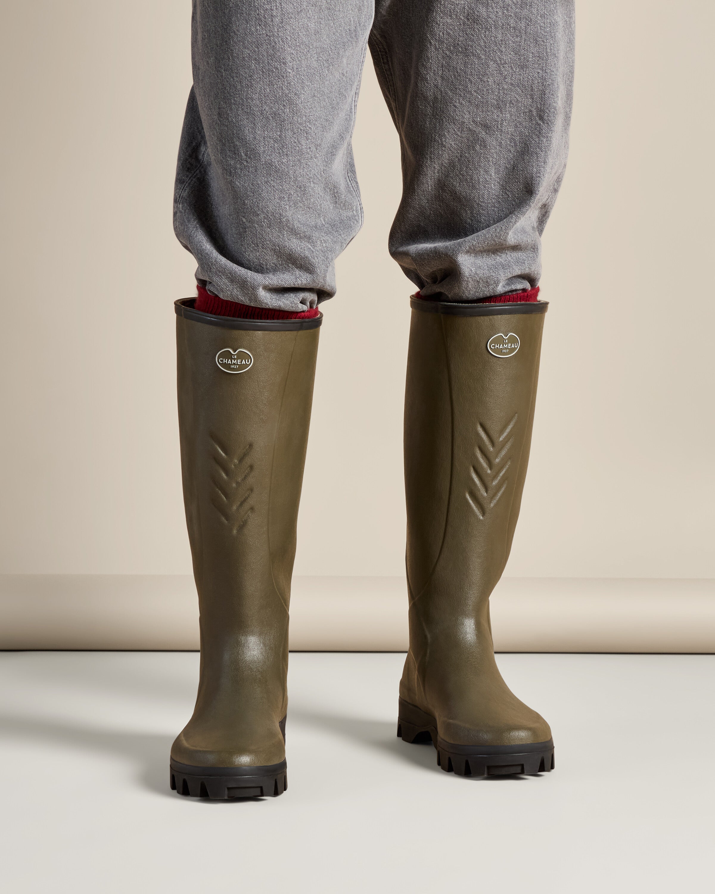 Men's Cérès Jersey Lined Wellington Boot - Chameau Green