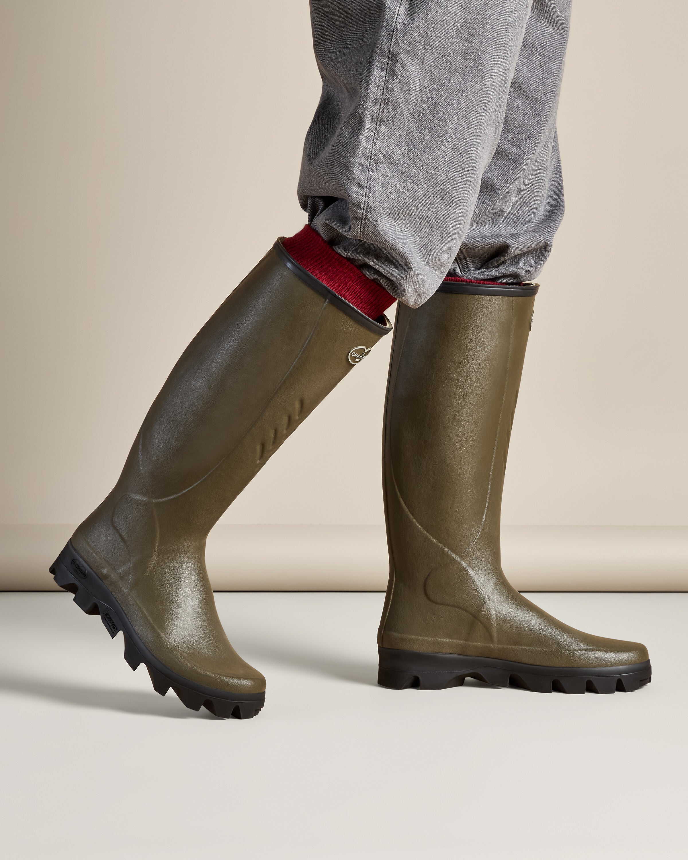 Men's Cérès Jersey Lined Wellington Boot - Chameau Green