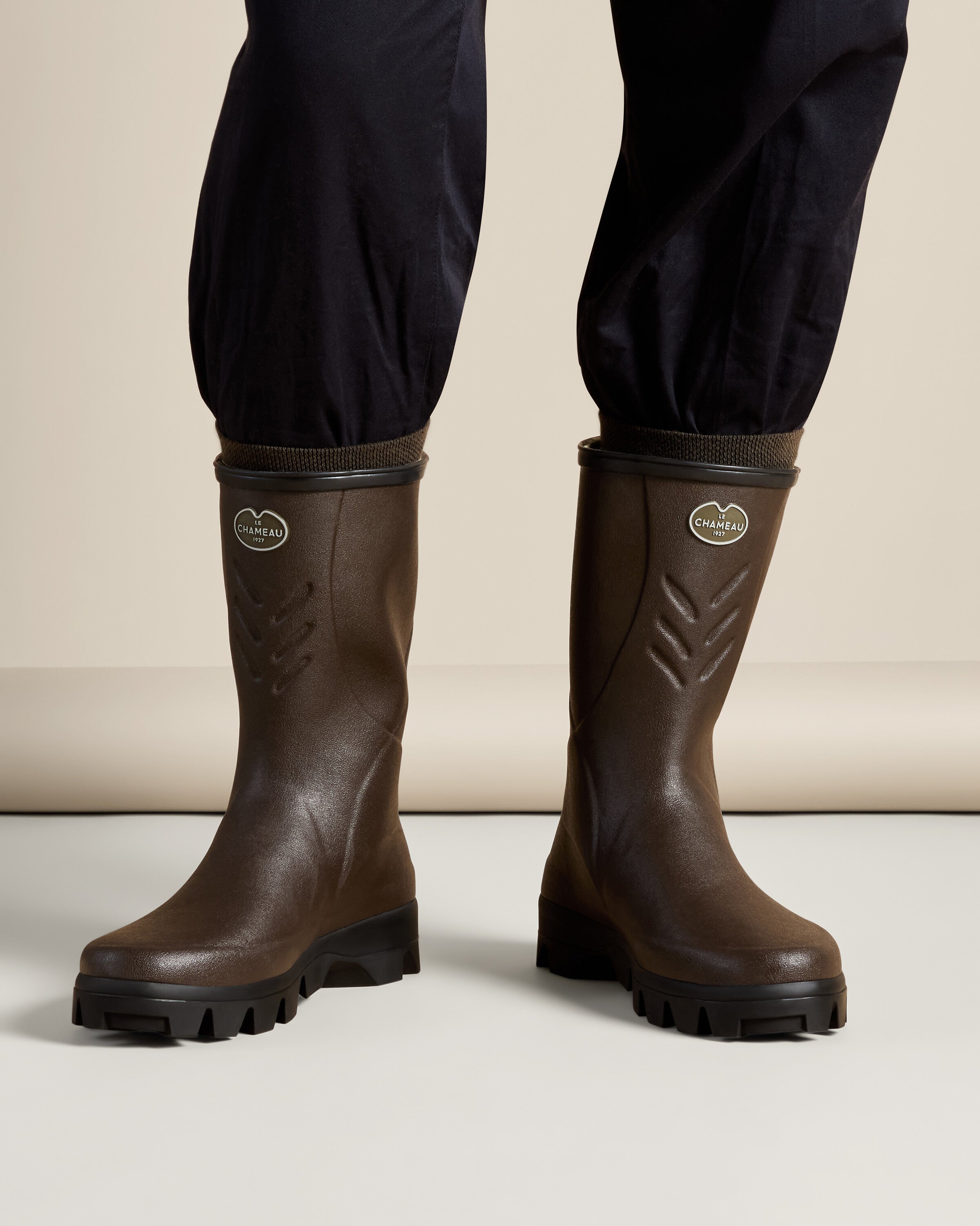Men's Cérès Jersey Lined Short Wellington Boot - Dark Brown
