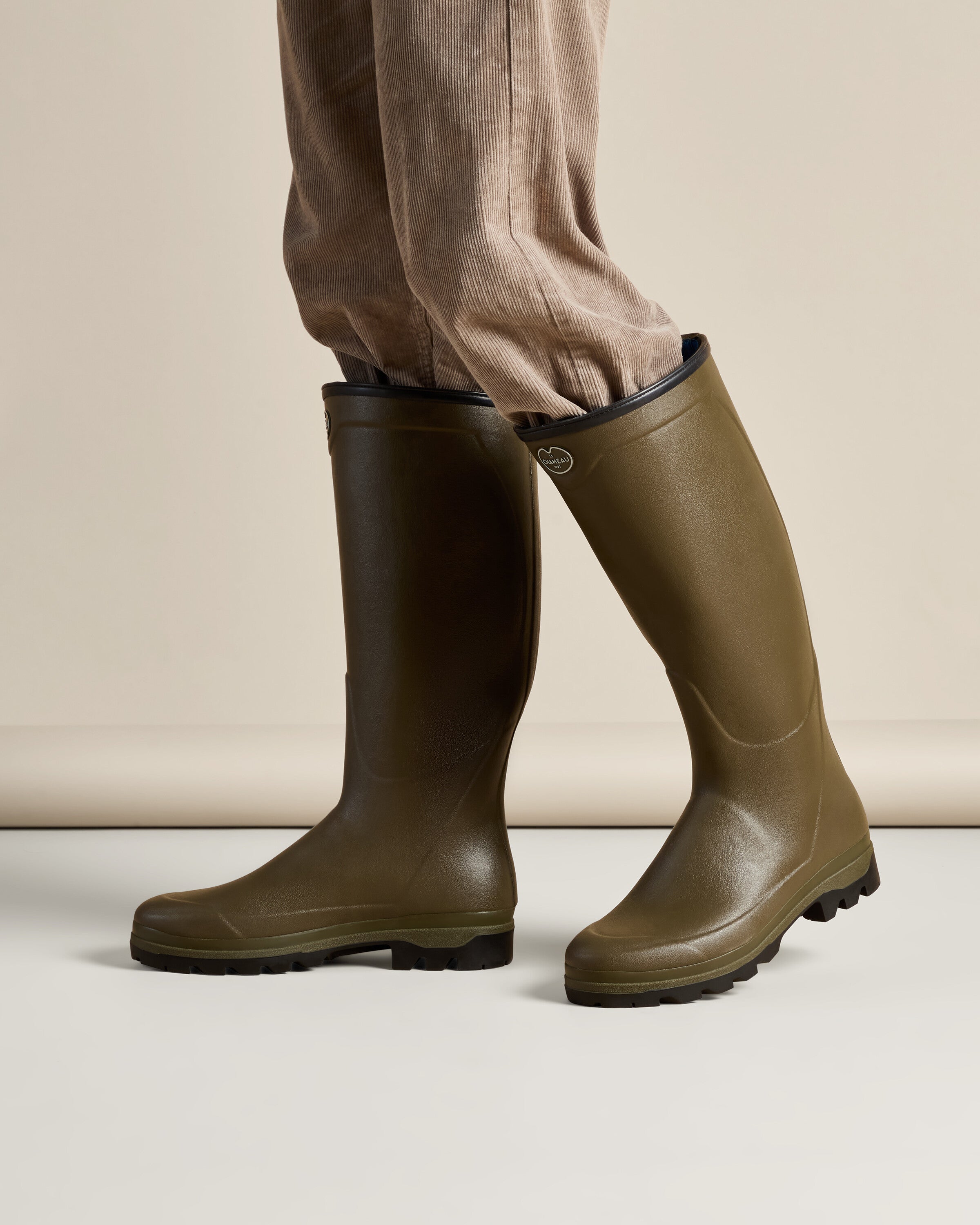 Men's Country Cross Neoprene Lined Wellington Boot - Chameau Green