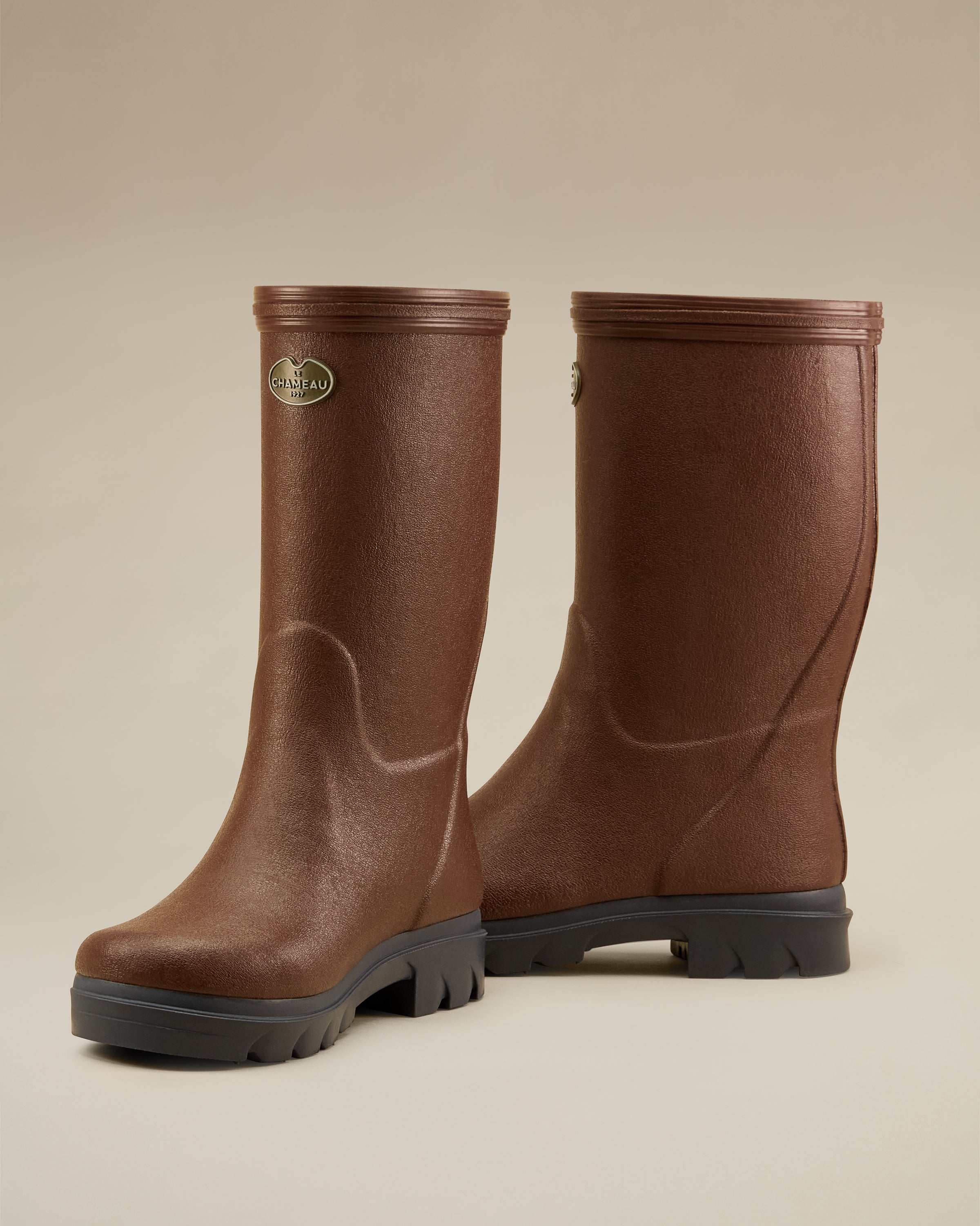 Children's Petite Aventure Jersey Lined Wellington Boot - Brown