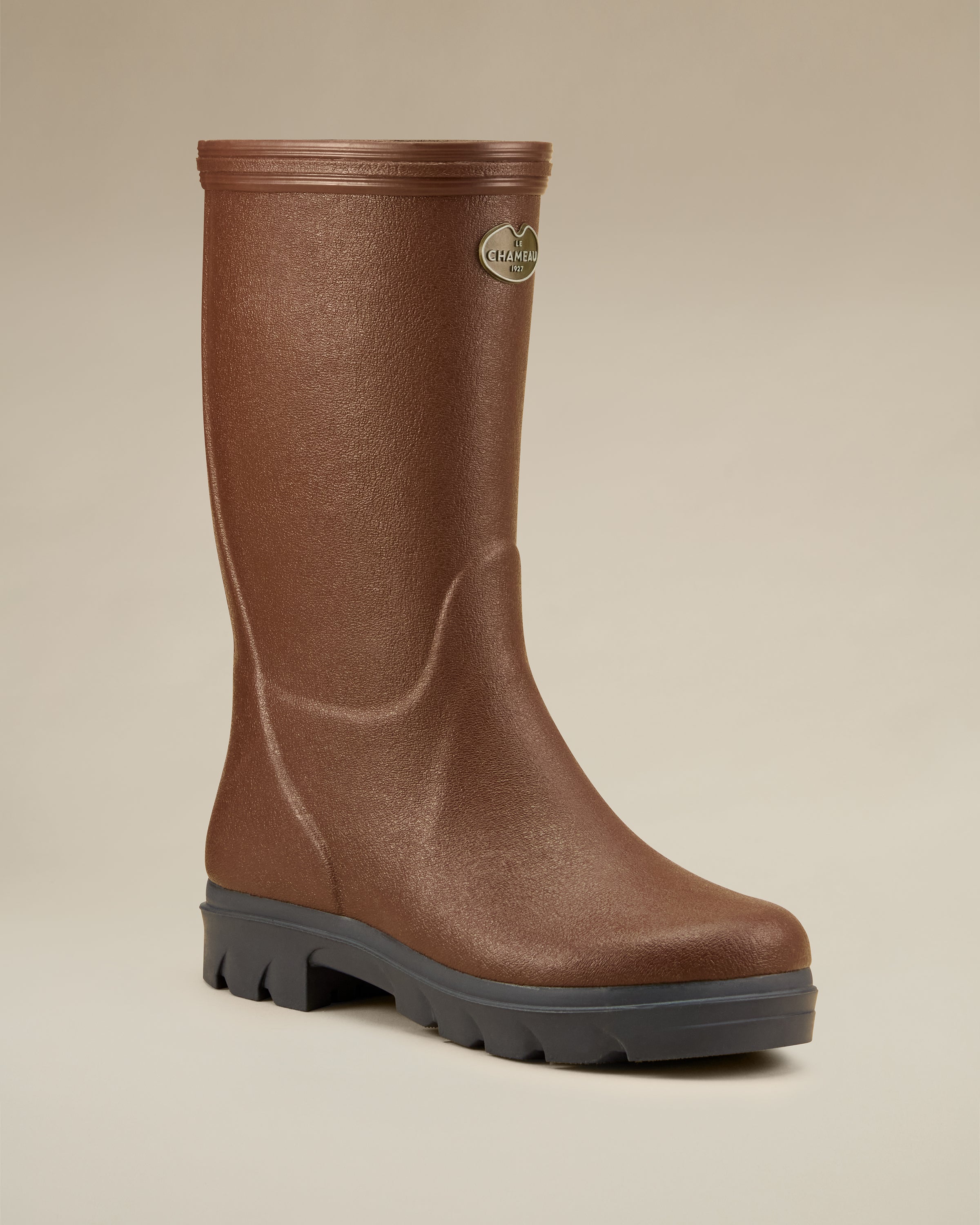 Children's Petite Aventure Jersey Lined Wellington Boot - Brown