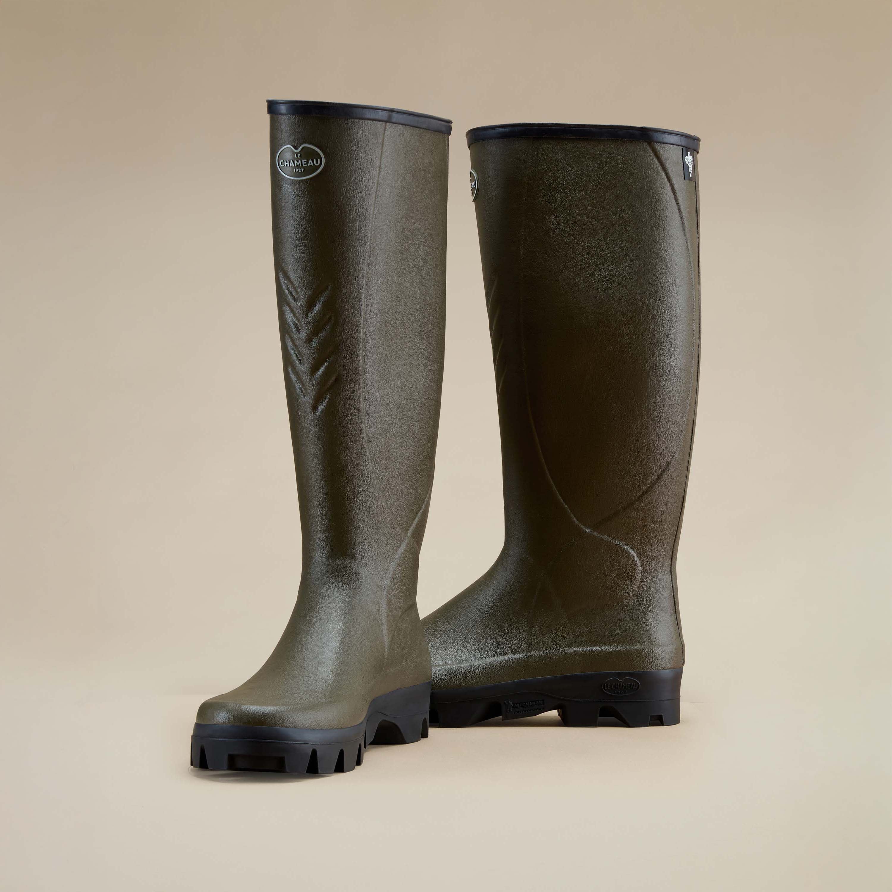 Men's Cérès Jersey Lined Wellington Boot - Chameau Green