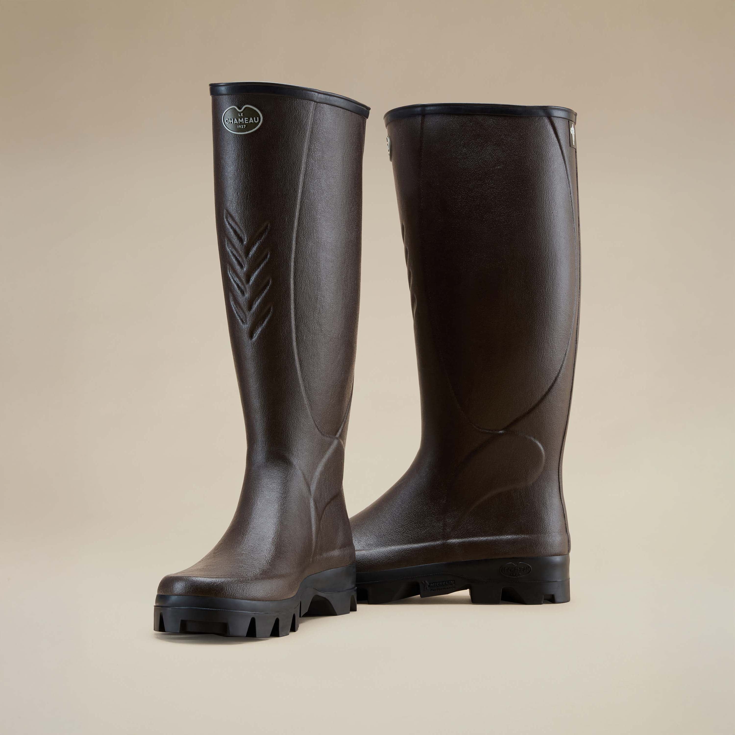 Men's Cérès Jersey Lined Wellington Boot - Dark Brown