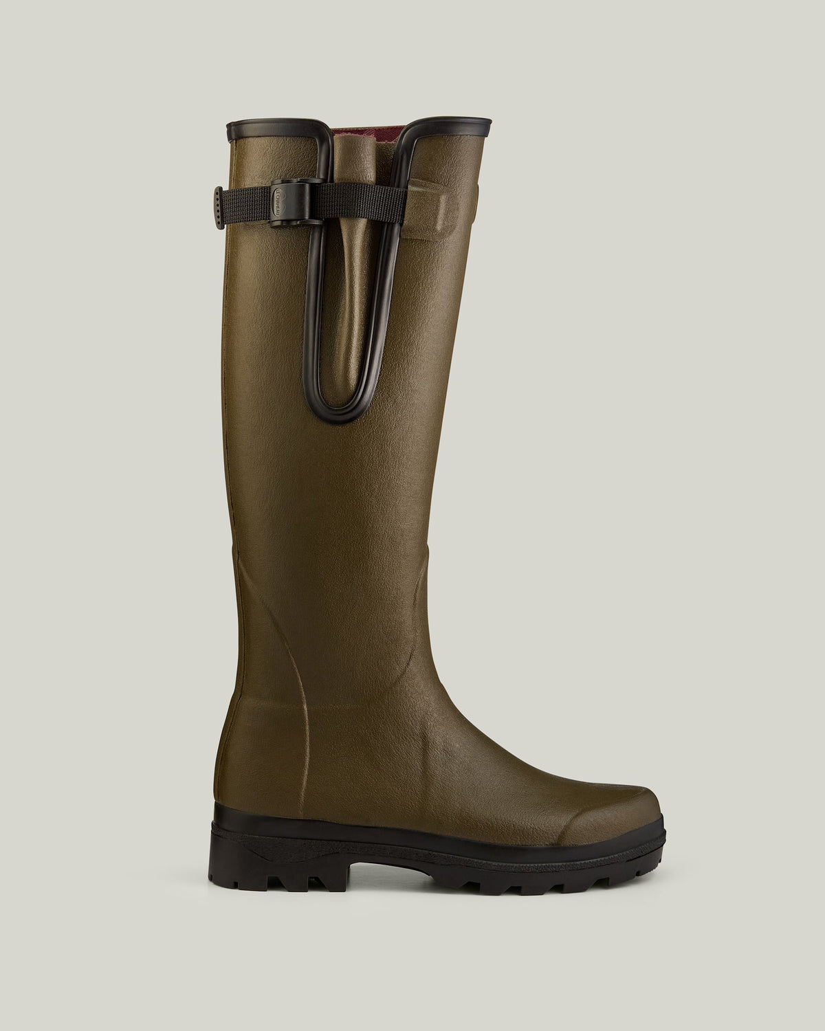 Women's Vierzon Jersey Lined Wellington Boot - Chameau Green / Claret Tartan