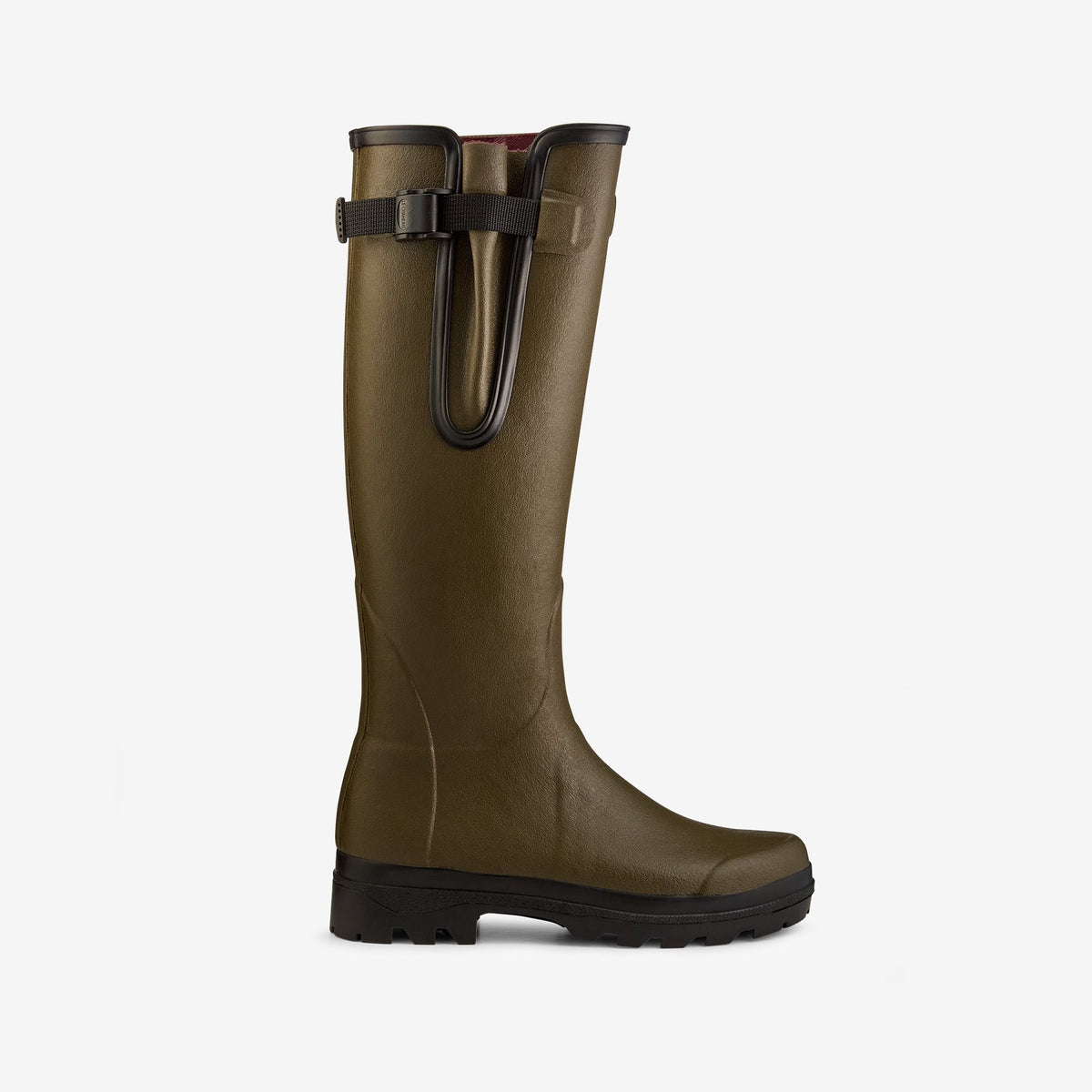 Women's Vierzon Jersey Lined Wellington Boot - Chameau Green / Claret Tartan