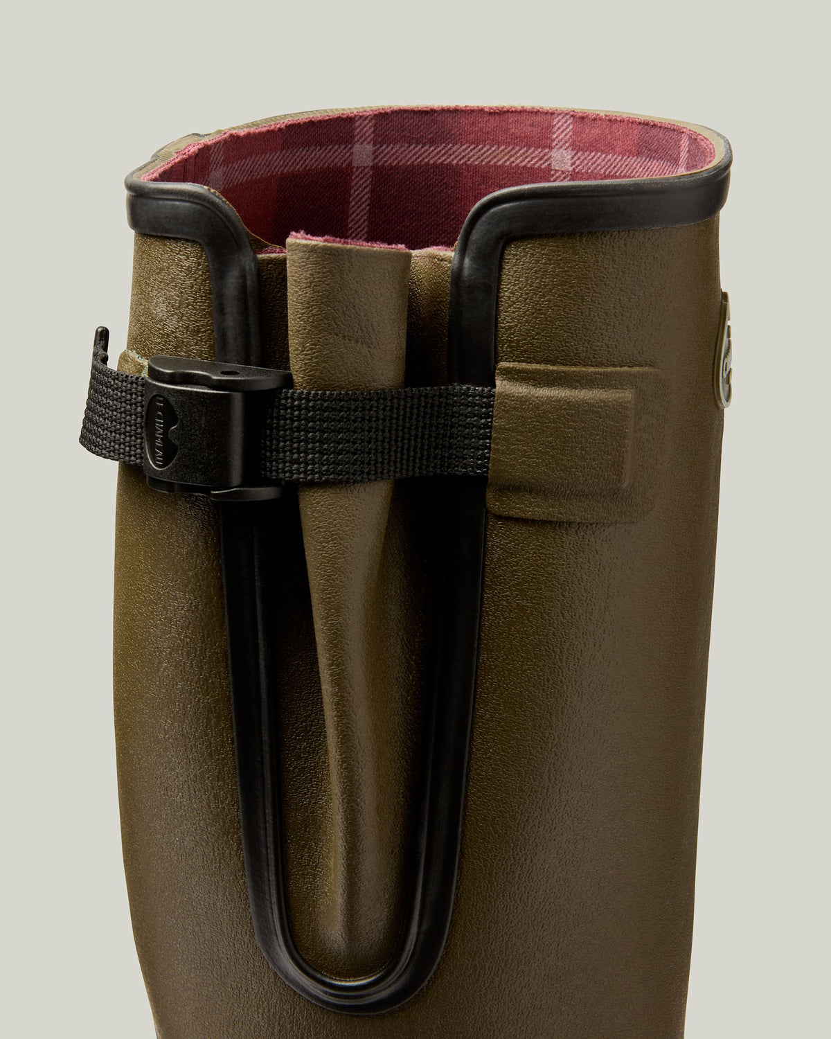 Men's Vierzon Jersey Lined Wellington Boot - Chameau Green / Claret Tartan