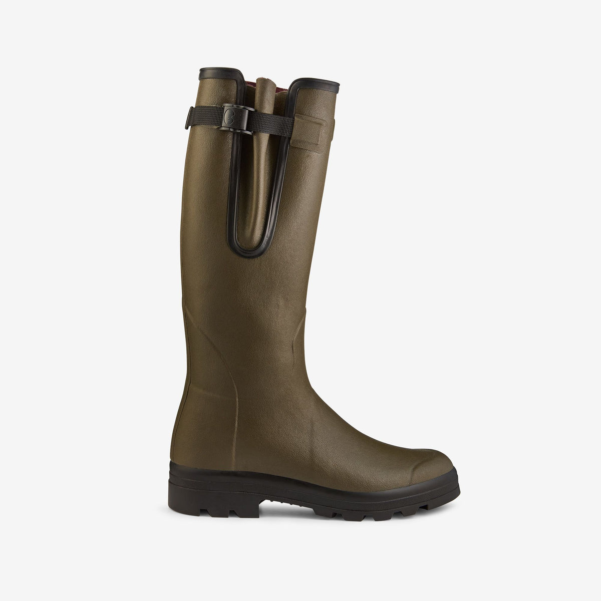 Men's Vierzon Jersey Lined Wellington Boot - Chameau Green / Claret Tartan