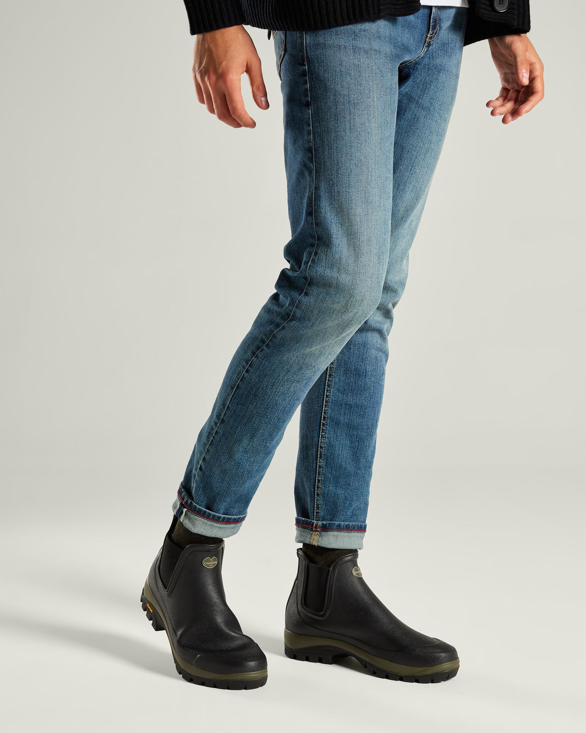Men's Chelsea Vallon Jersey Lined Boot - Black