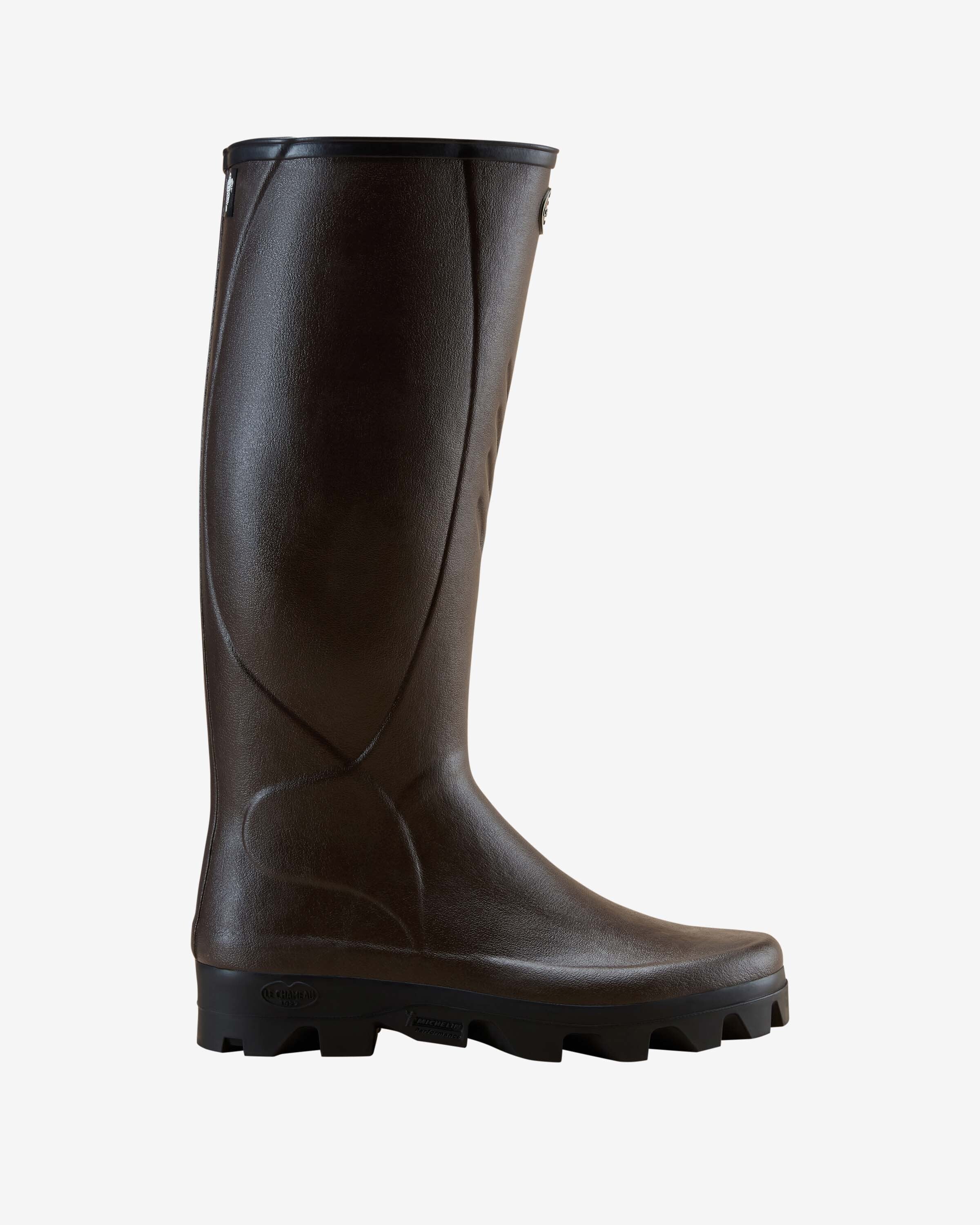 Men's Cérès Jersey Lined Wellington Boot - Dark Brown