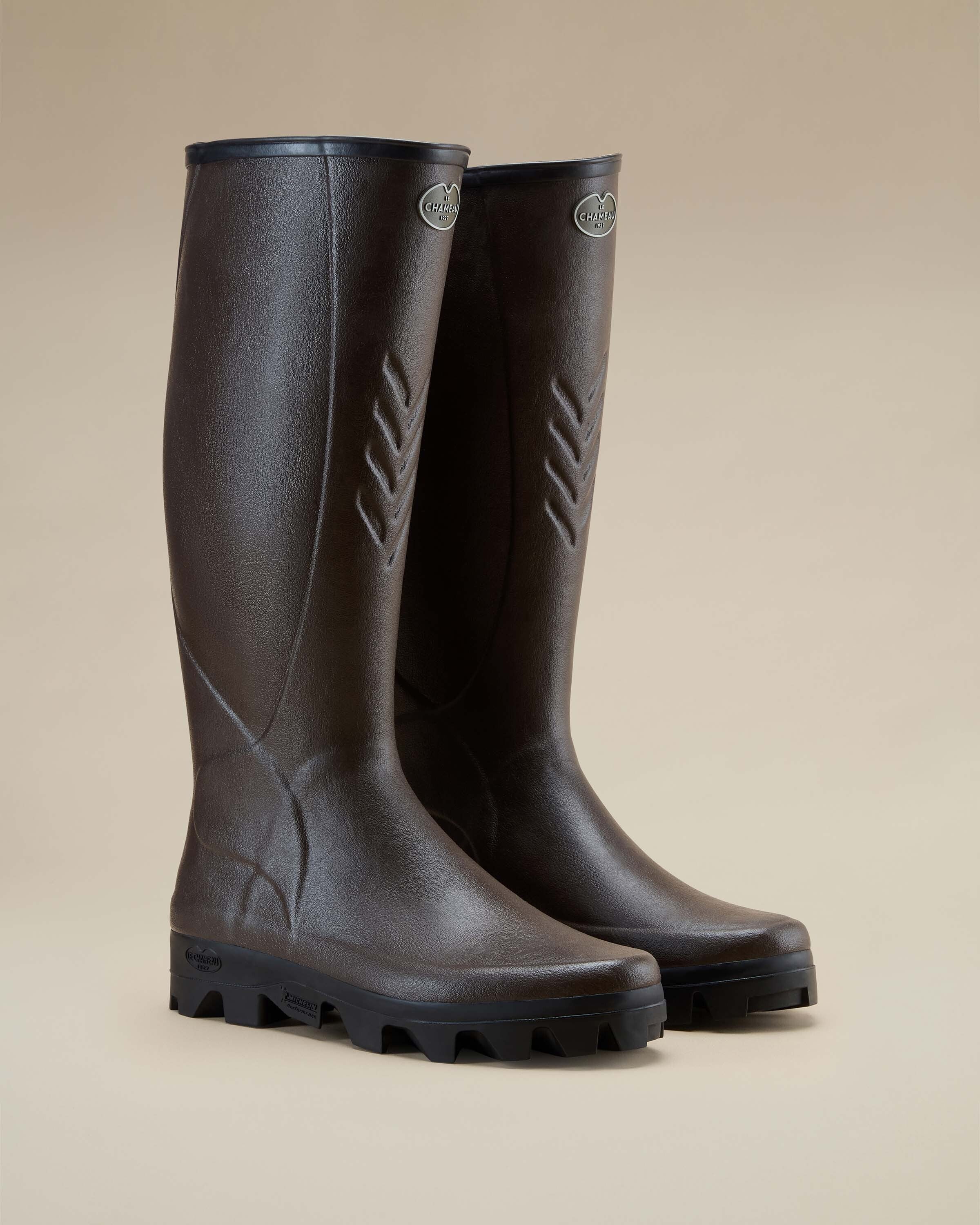 Men's Cérès Jersey Lined Wellington Boot - Dark Brown