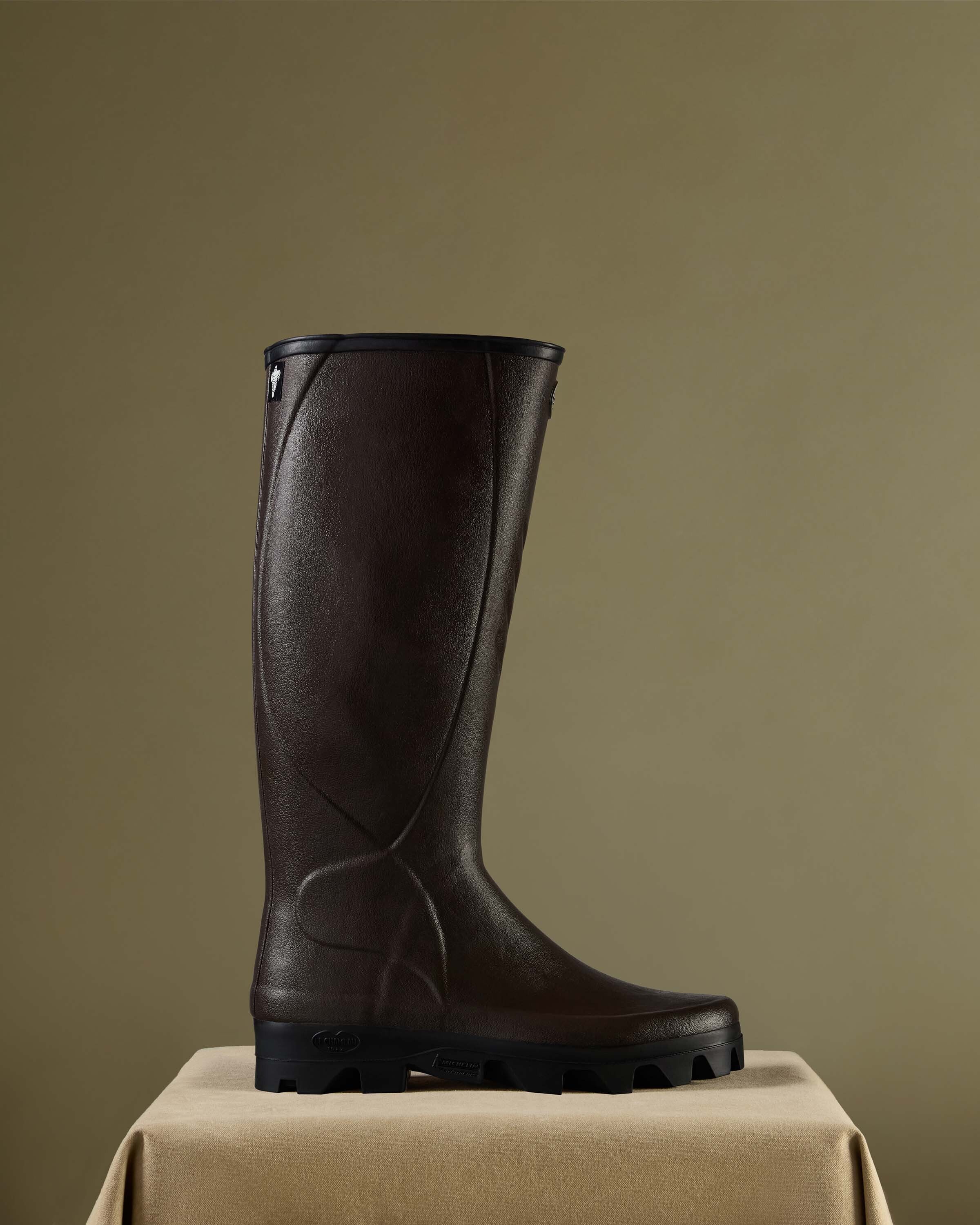 Men's Cérès Jersey Lined Wellington Boot - Dark Brown