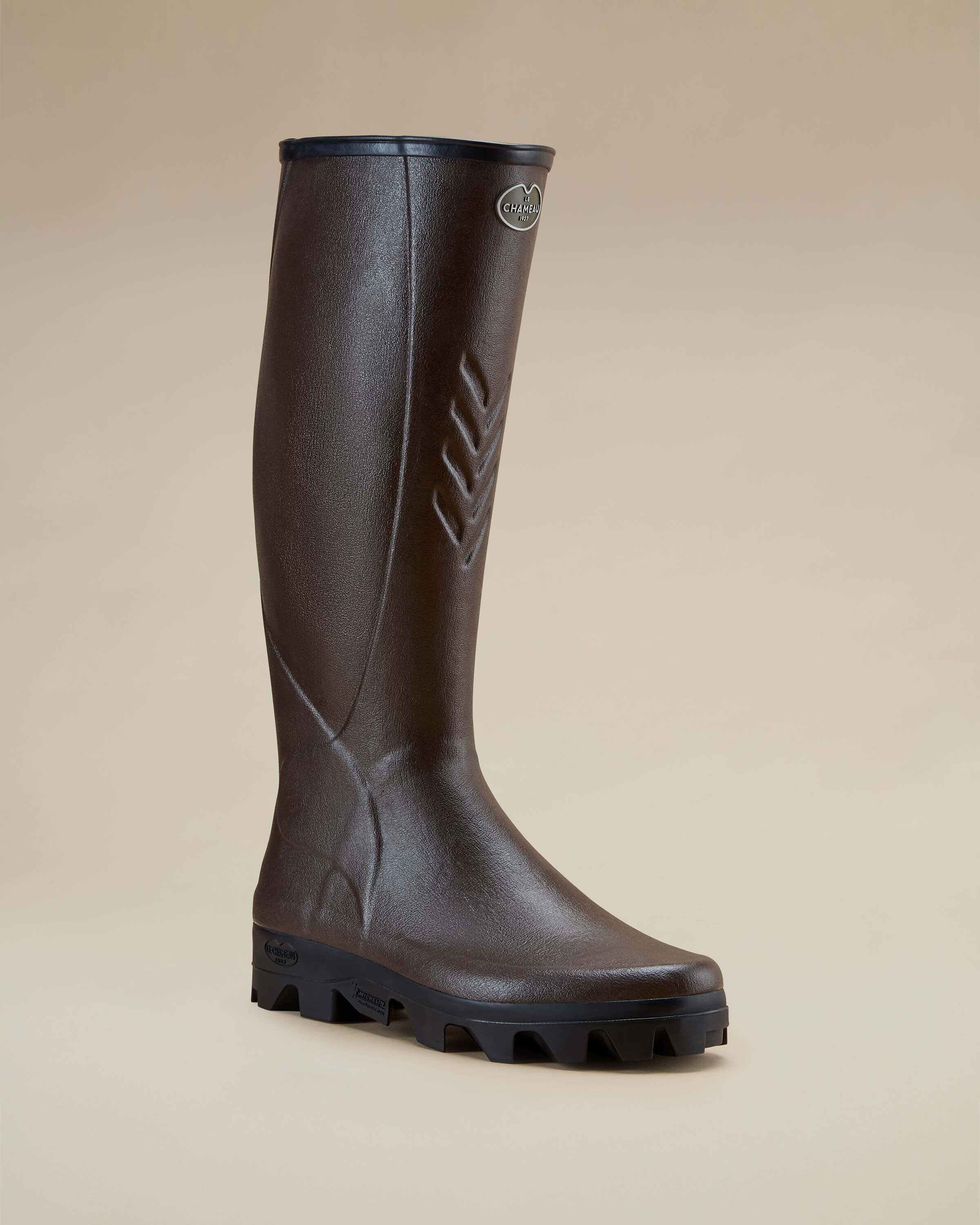 Men's Cérès Jersey Lined Wellington Boot - Dark Brown