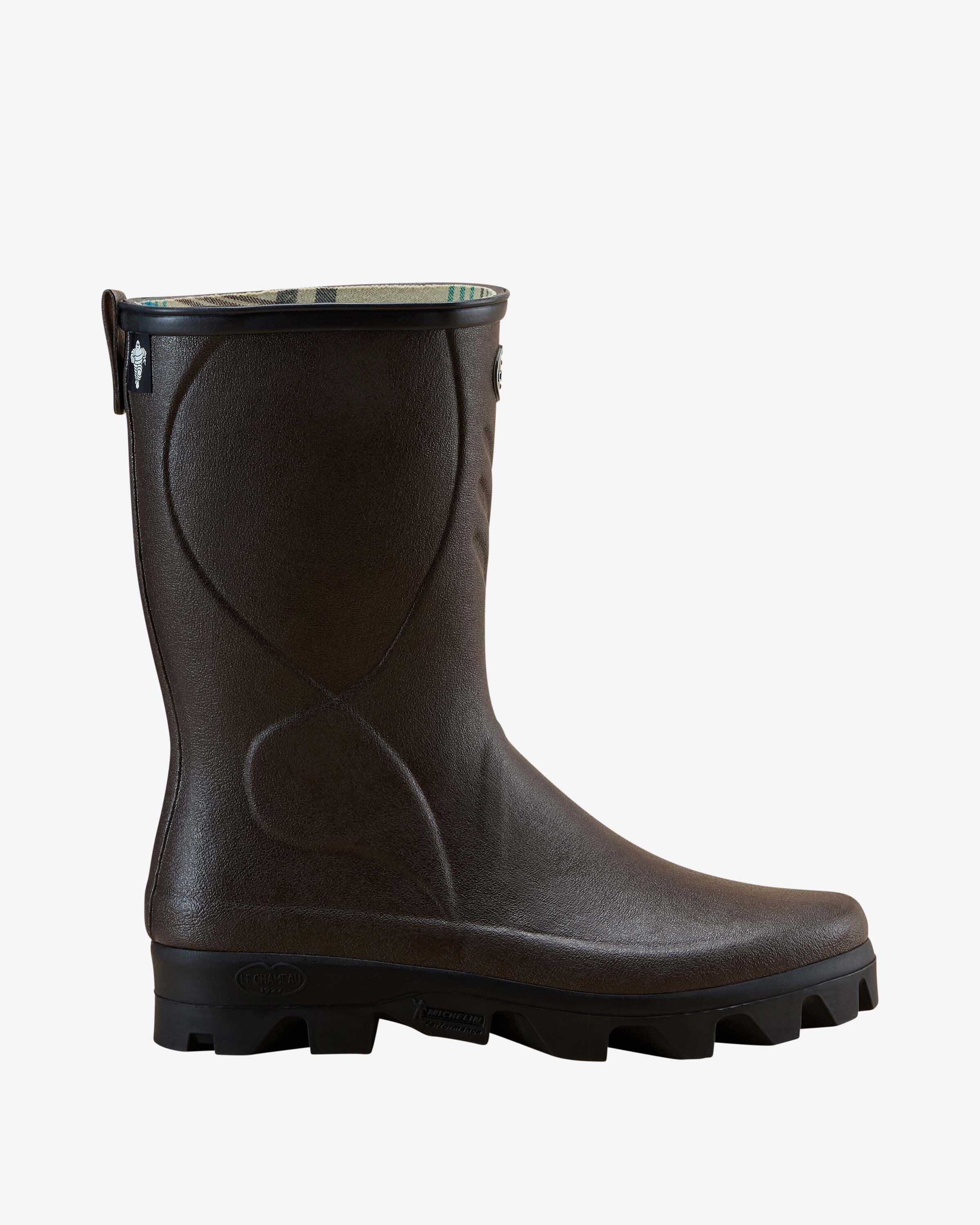 Cérès Herren-Gummistiefel mit Jerseyfutter - Kurzmodell - Marron Foncé