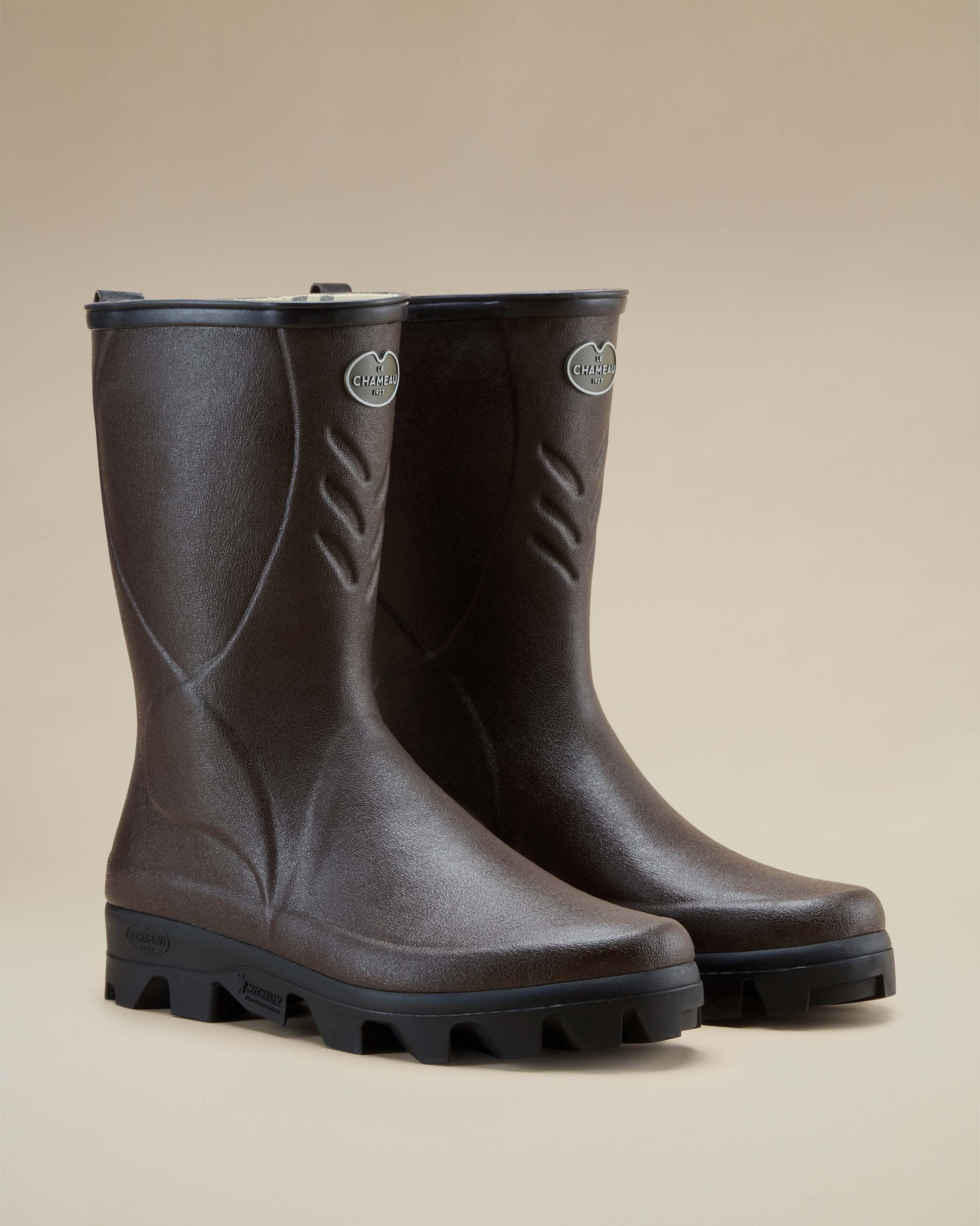 Cérès Herren-Gummistiefel mit Jerseyfutter - Kurzmodell - Marron Foncé