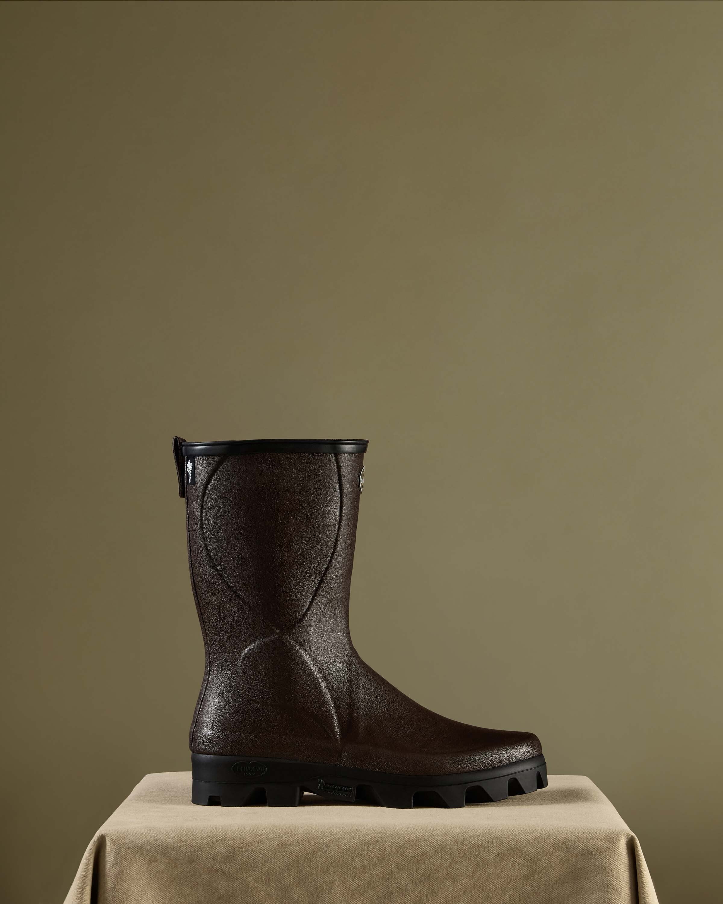 Men's Cérès Jersey Lined Short Wellington Boot - Dark Brown