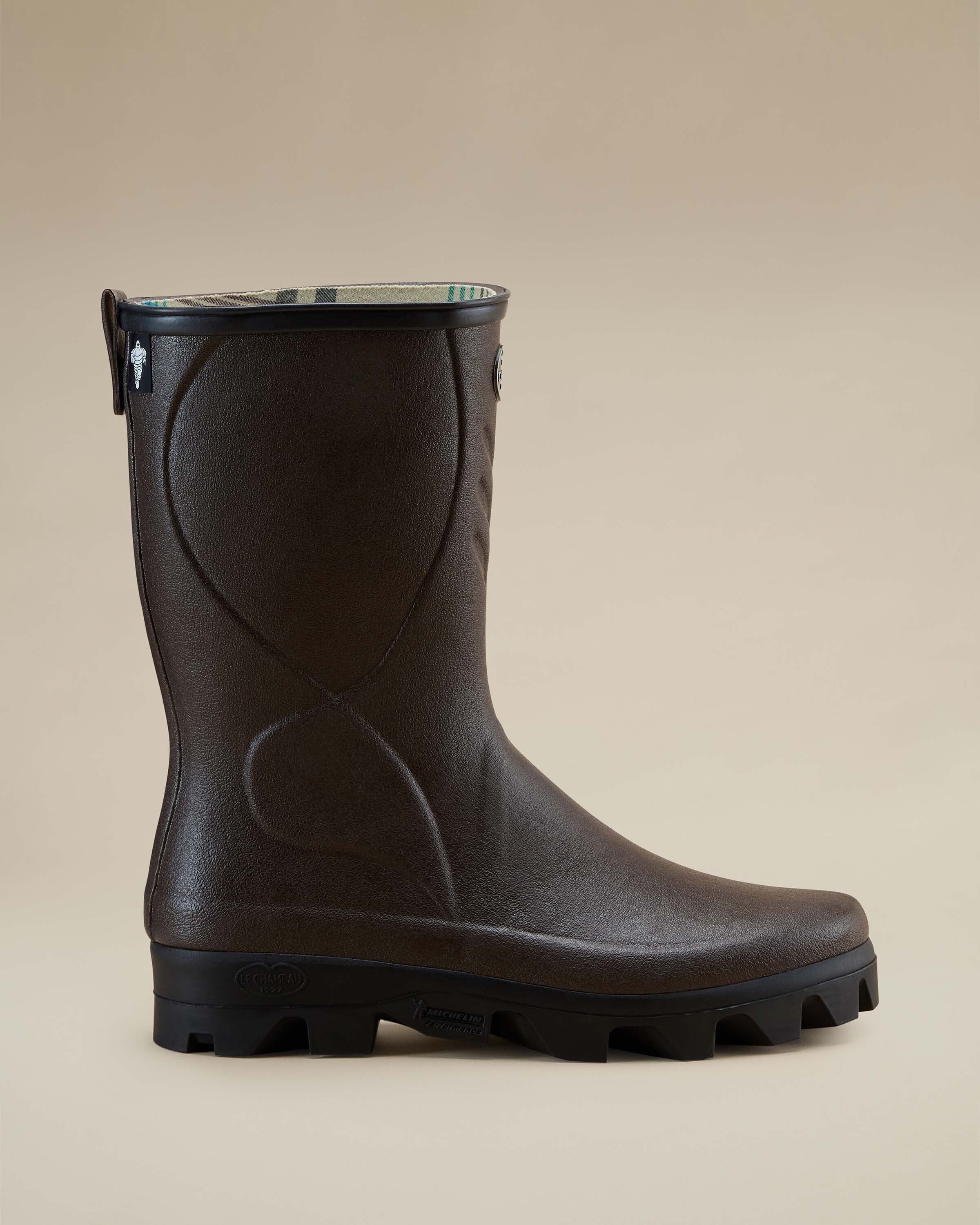 Men's Cérès Jersey Lined Short Wellington Boot - Dark Brown