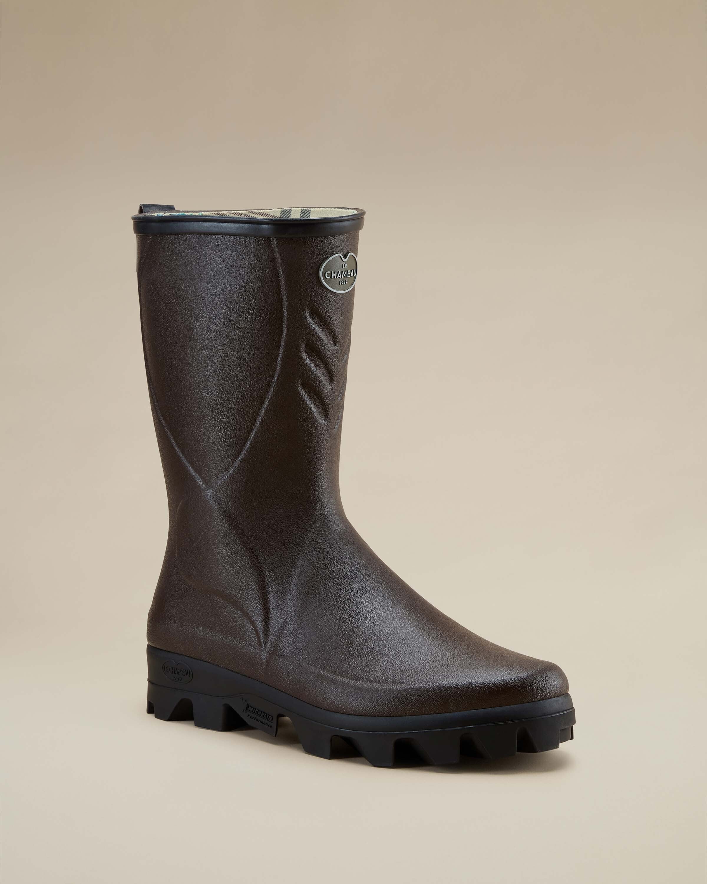 Men's Cérès Jersey Lined Short Wellington Boot - Dark Brown