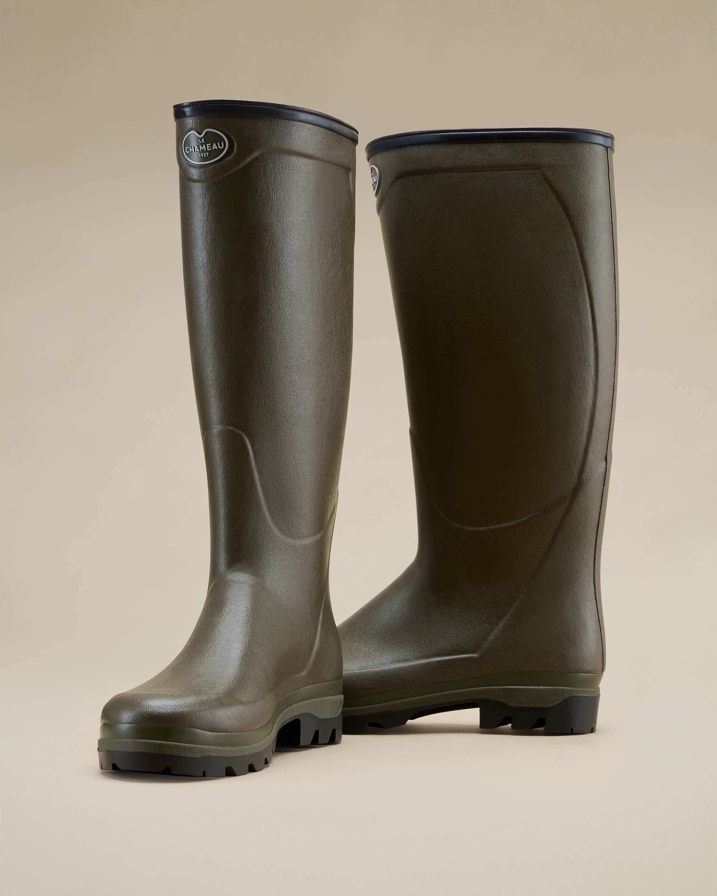 Men's Country Cross Neoprene Lined Wellington Boot - Chameau Green