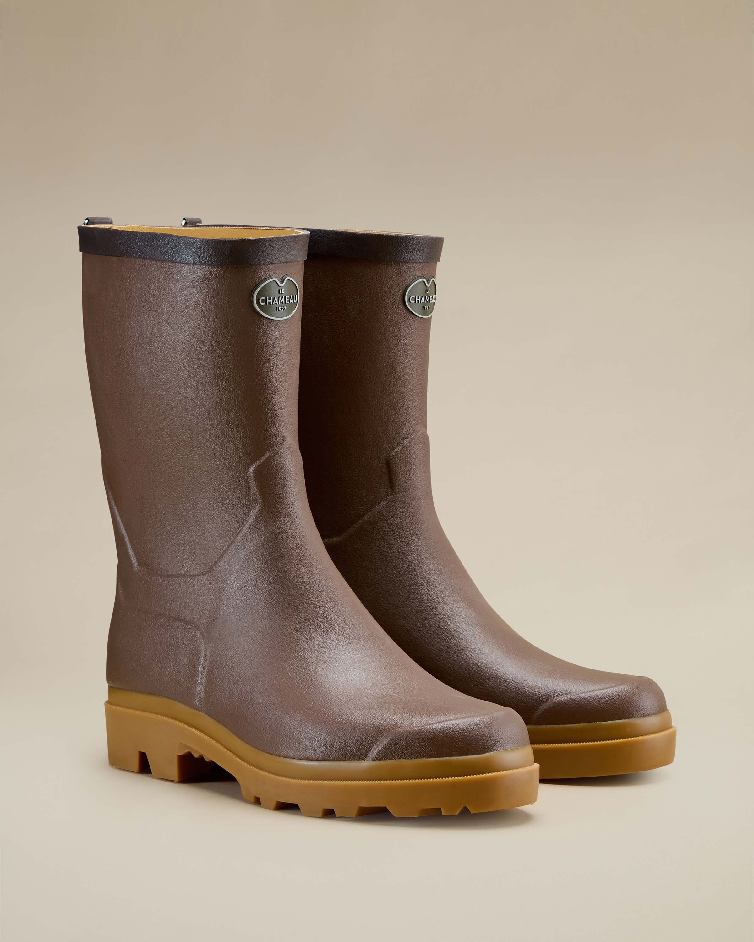 Zermatt Herren-Gummistiefel mit Lederfutter - Marron