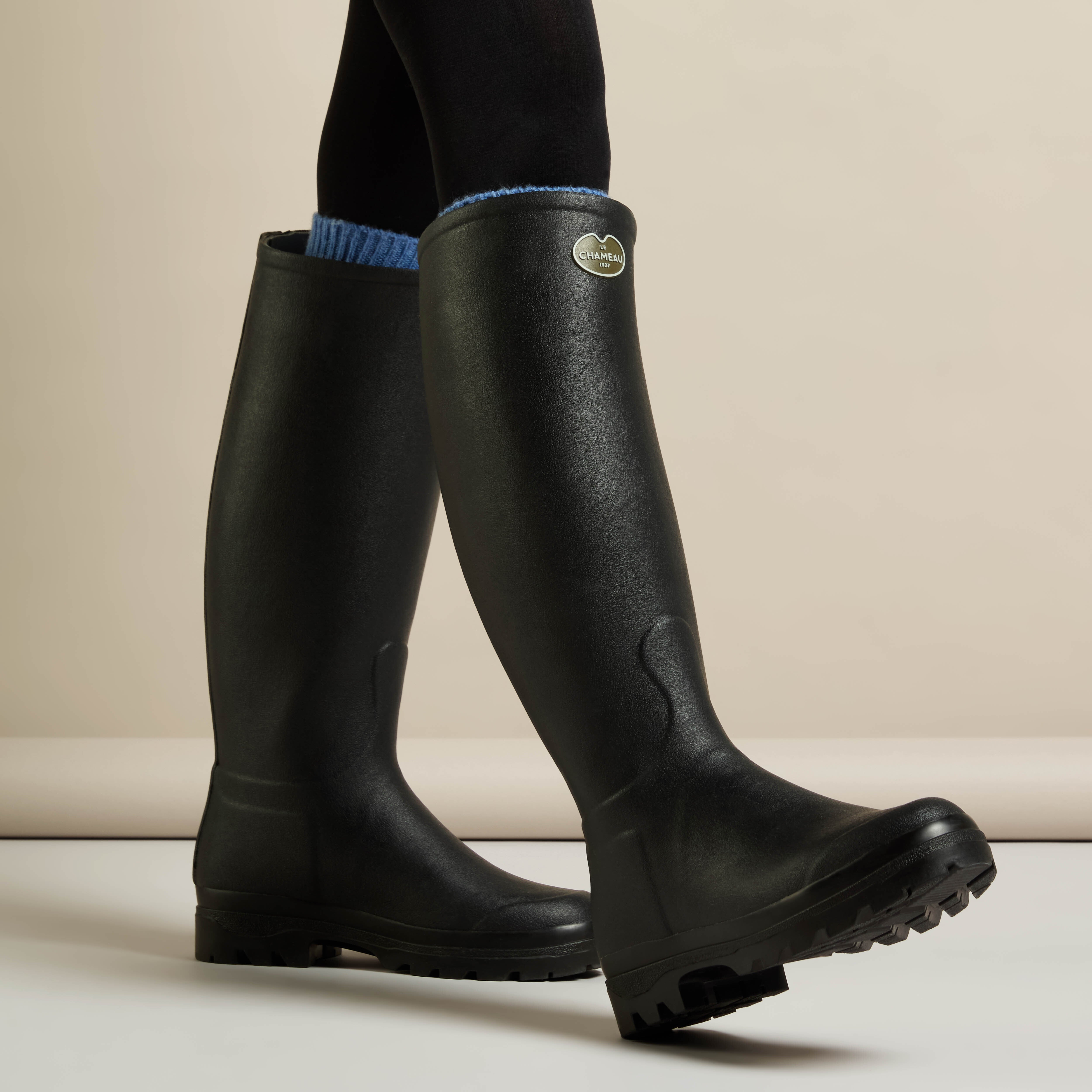 Saint Hubert Damen-Gummistiefel mit Lederfutter - Noir