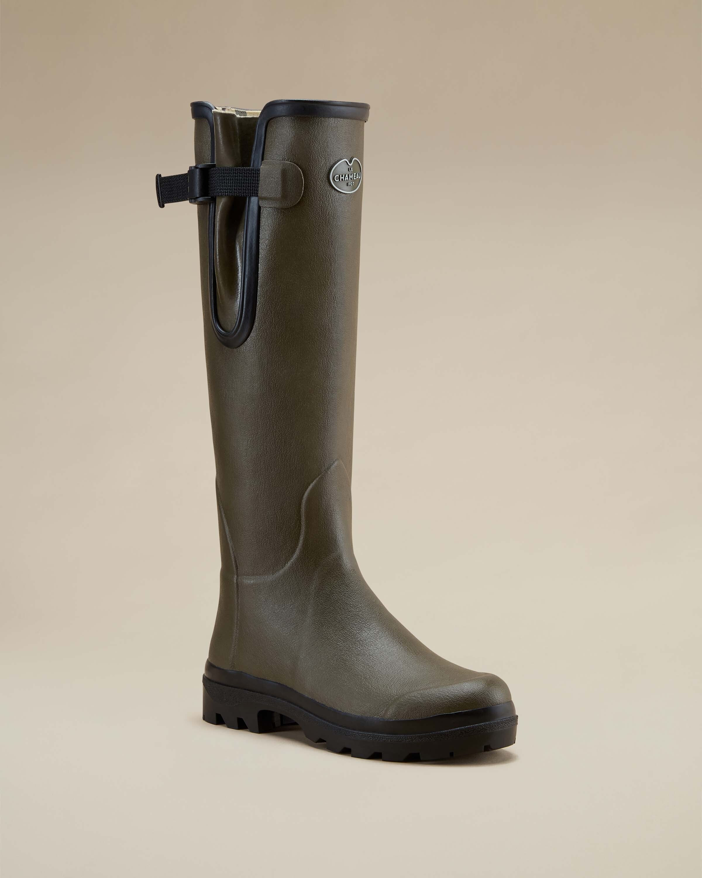 Women's Vierzon Jersey Lined Wellington Boot - Chameau Green