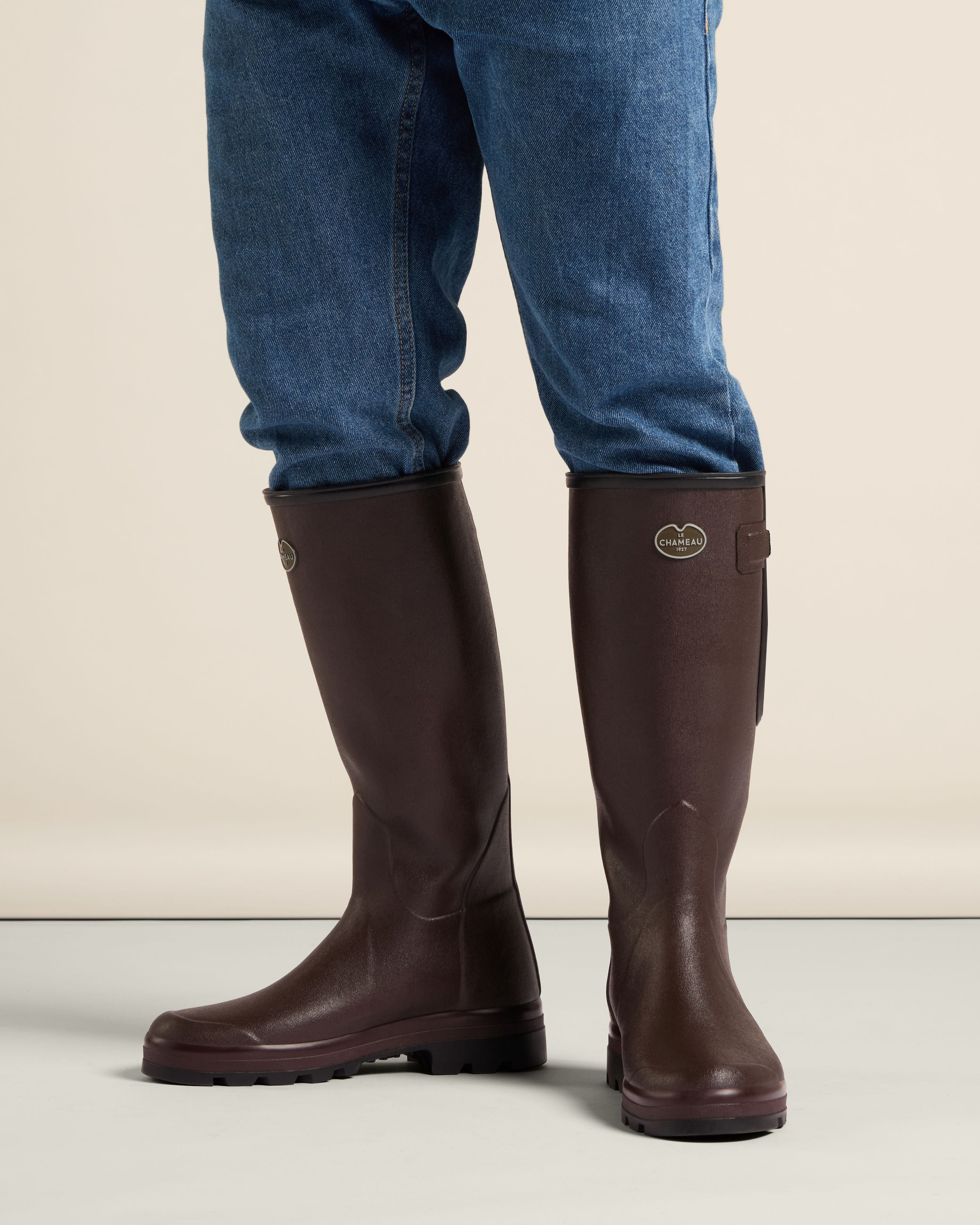 Men's Vierzon Héritage Jersey Lined Wellington Boot - Dark Brown