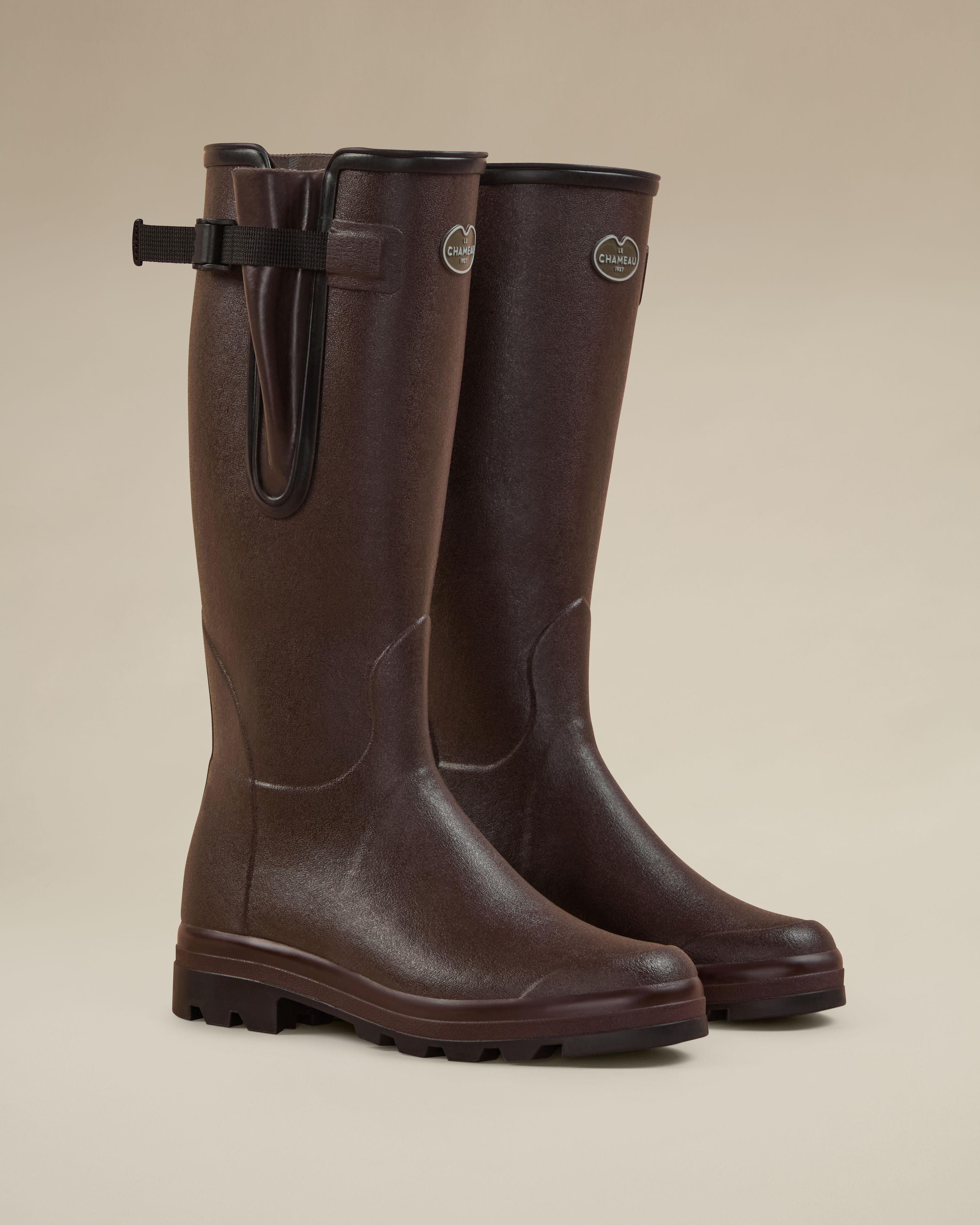Men's Vierzon Héritage Jersey Lined Wellington Boot - Dark Brown
