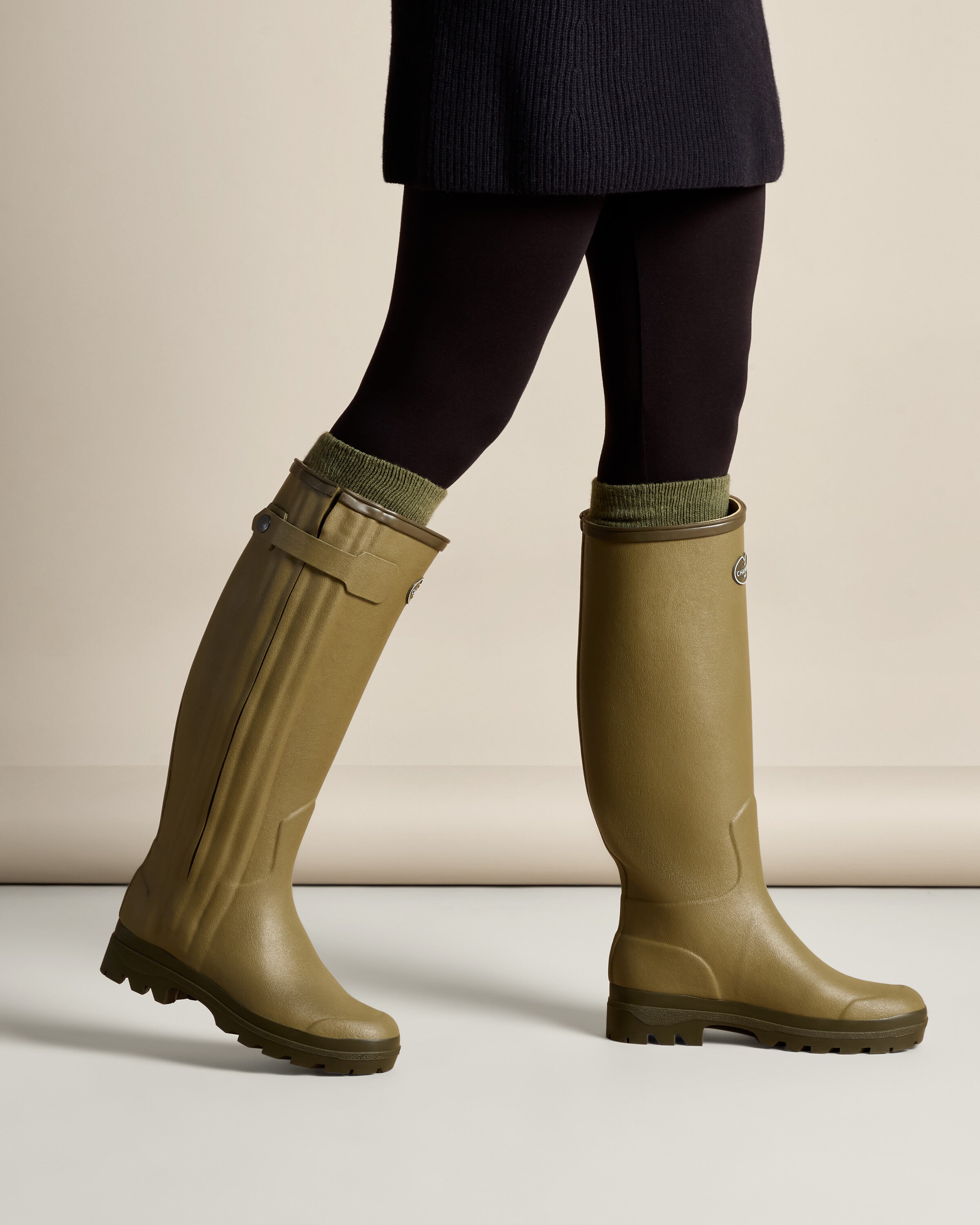 Women's Chasseur Leather Lined Wellington Boot Green | Le Chameau