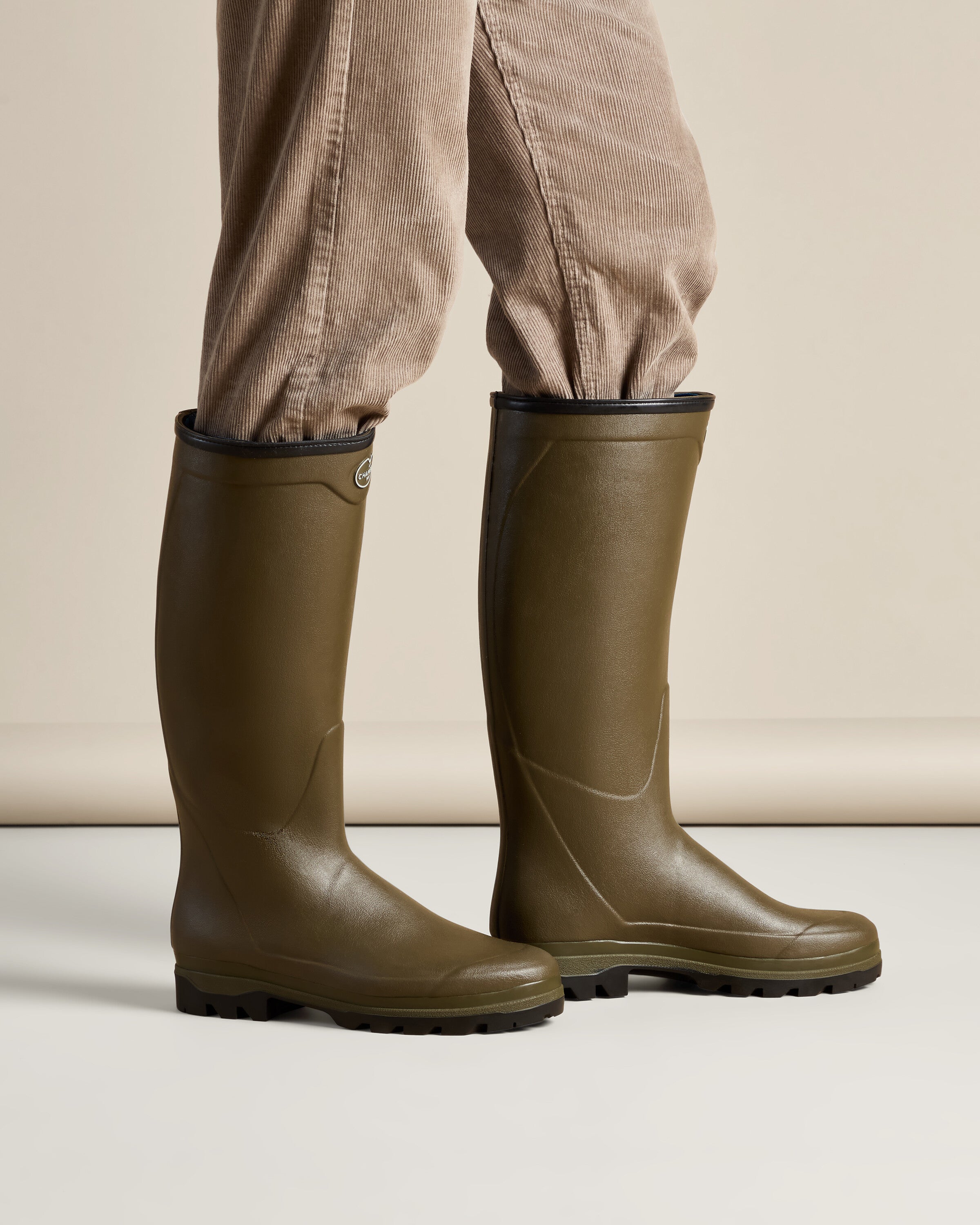 Men's Country Cross Neoprene Lined Wellington Boot - Chameau Green