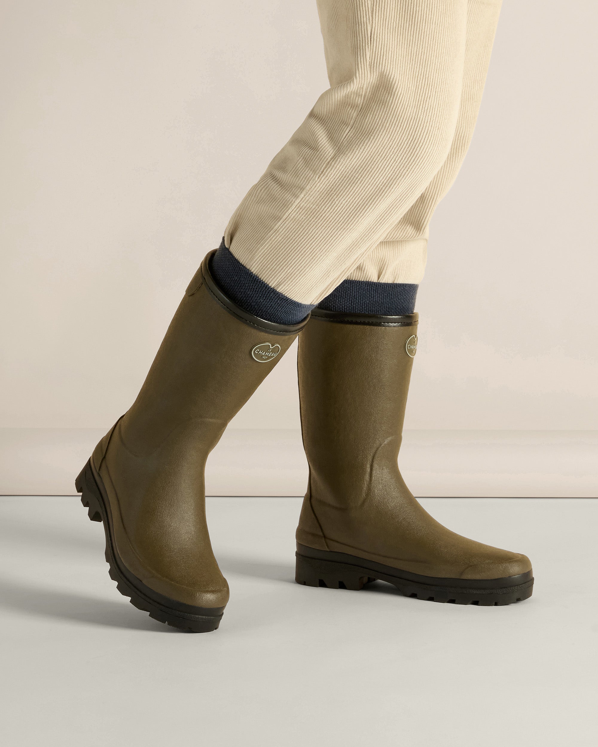 Giverny Damen-Gummistiefel mit Wollfutter - Kurzmodell - Vert Chameau