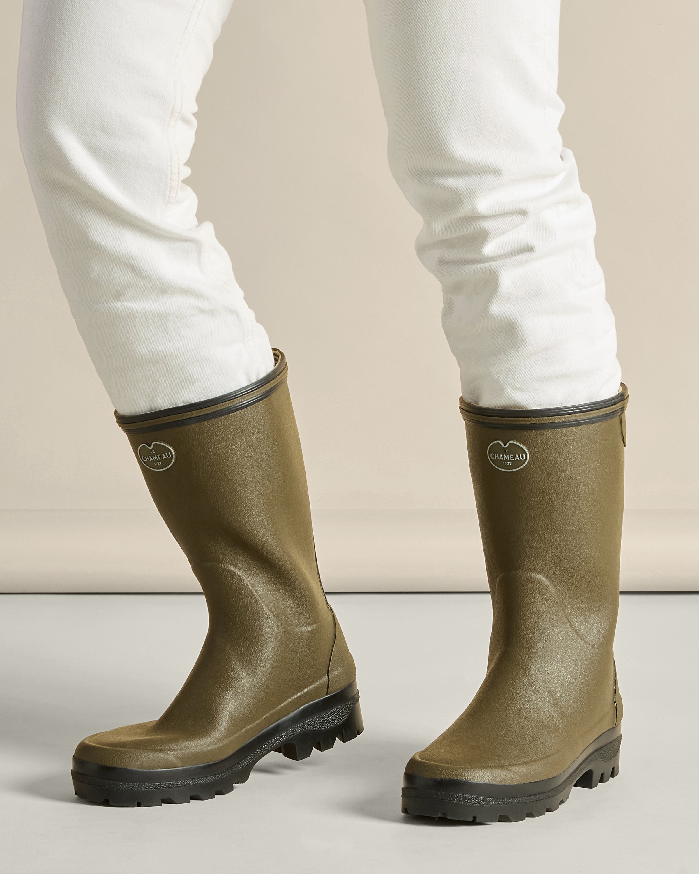 Giverny Damen-Gummistiefel mit Jerseyfutter - Kurzmodell - Vert Chameau