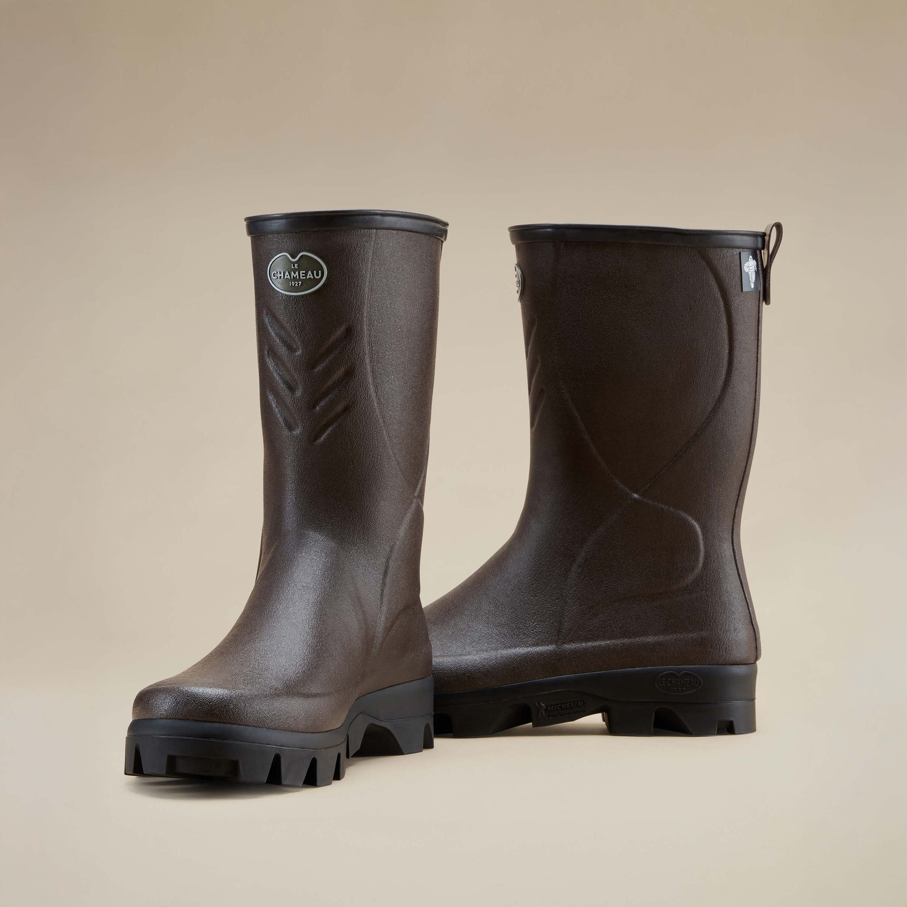 Men's Cérès Jersey Lined Short Wellington Boot Brown | Le Chameau