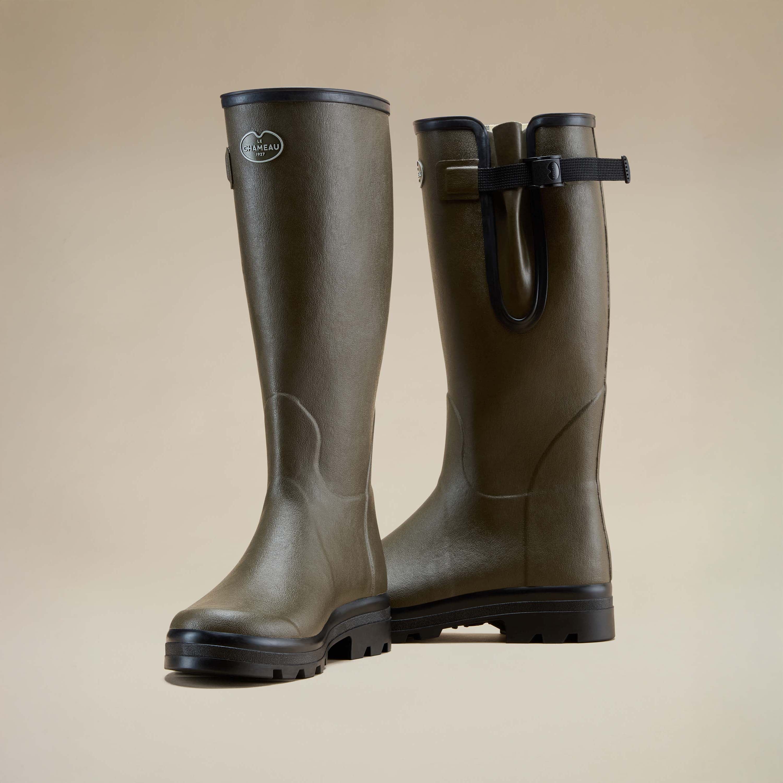 Men's Vierzon Jersey Lined Wellington Boot - Chameau Green