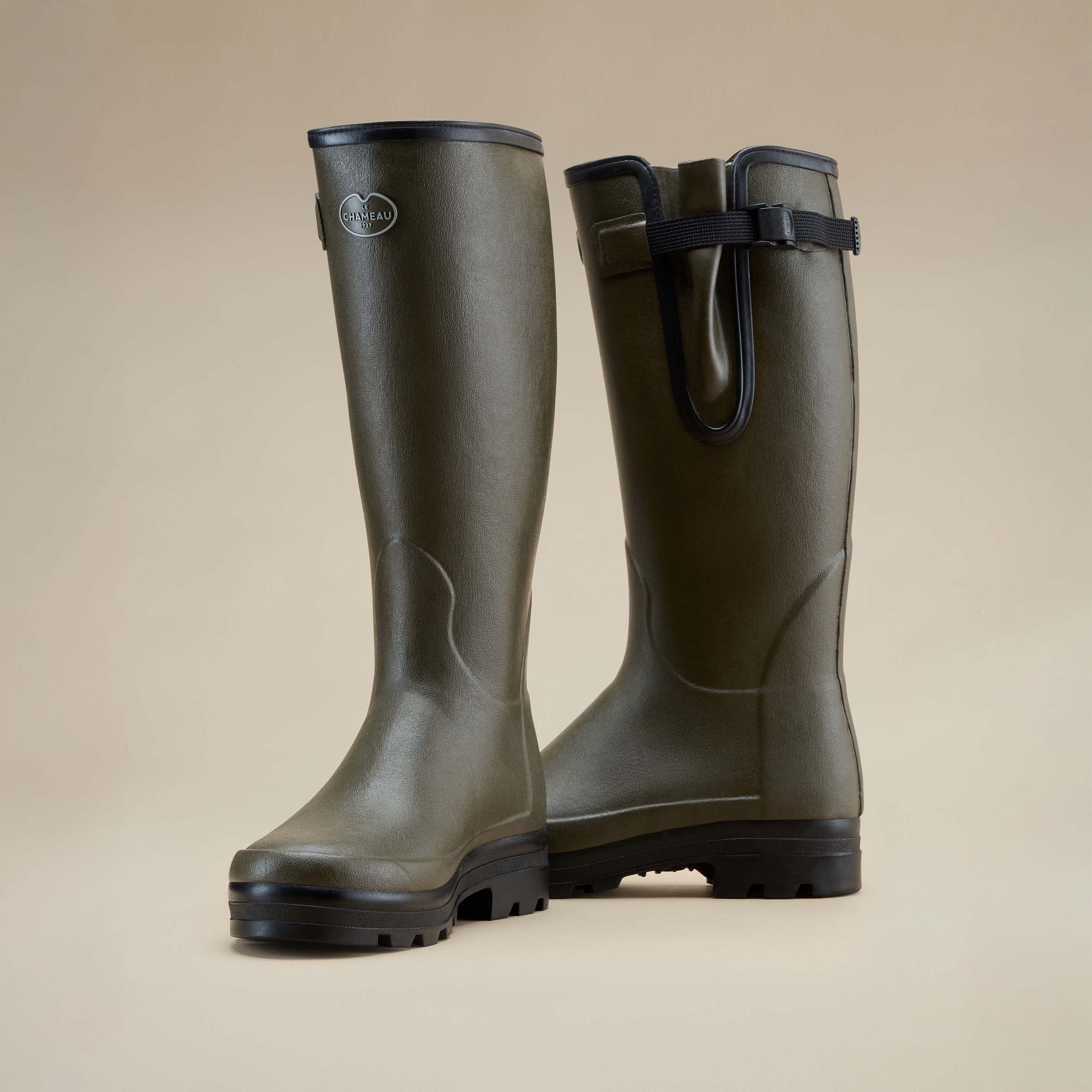 Men's Vierzonord Neoprene Lined Wellington Boot - Chameau Green