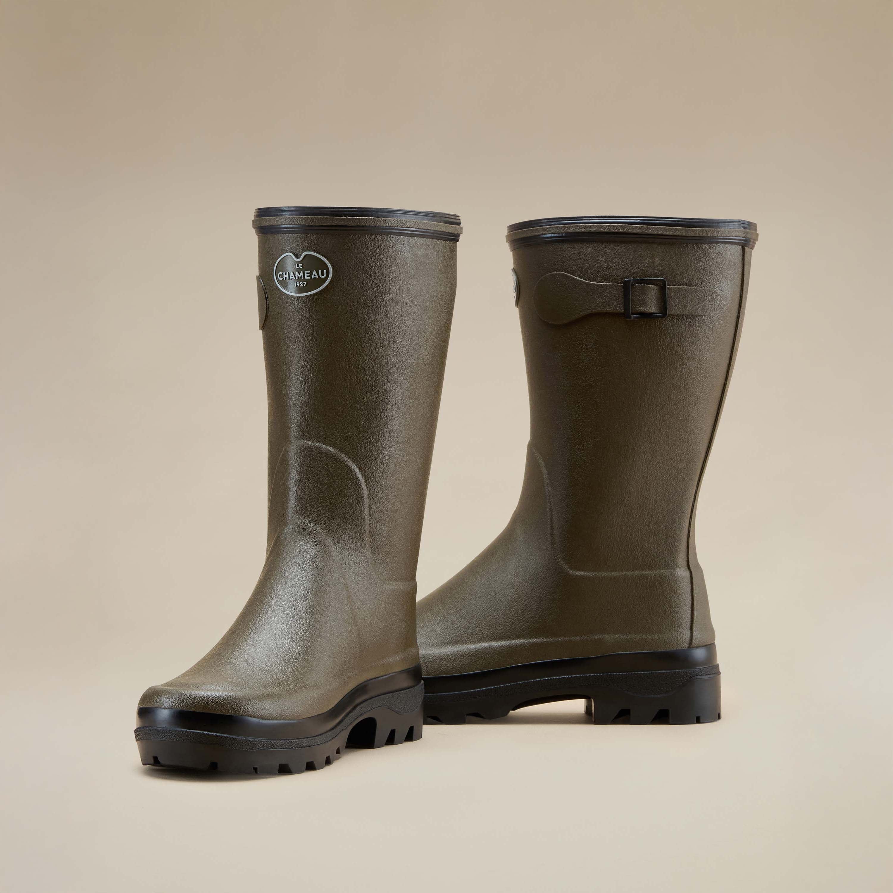 Giverny Damen-Gummistiefel mit Jerseyfutter - Kurzmodell - Vert Chameau