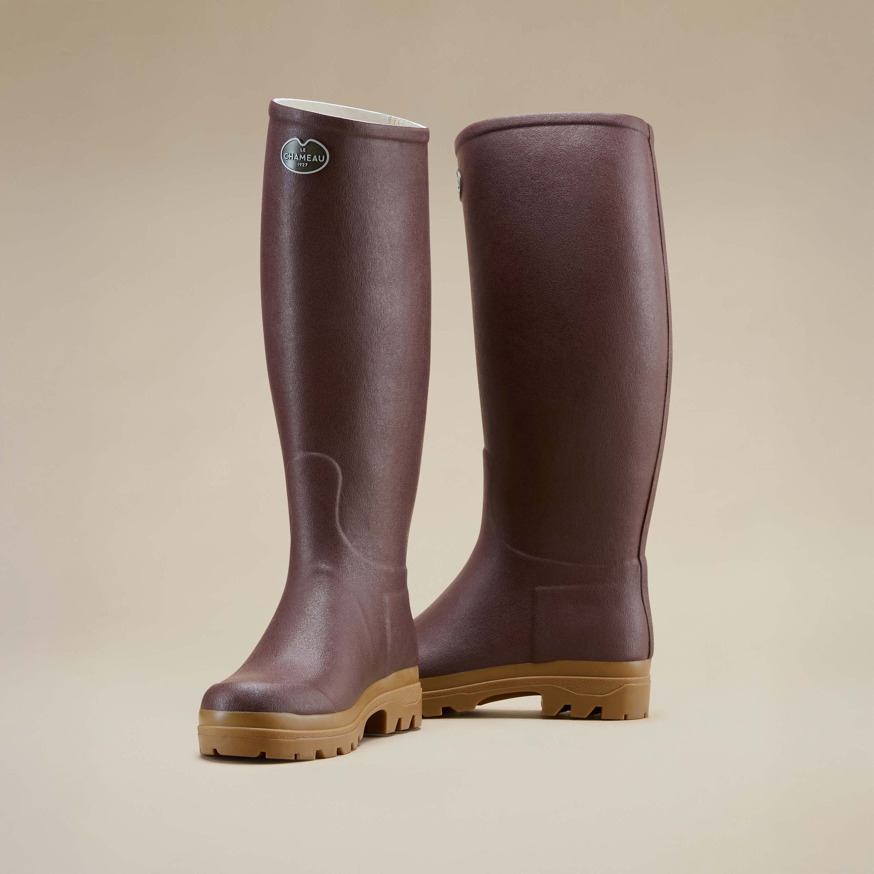 Saint Hubert Damen-Gummistiefel mit Lederfutter - Marron