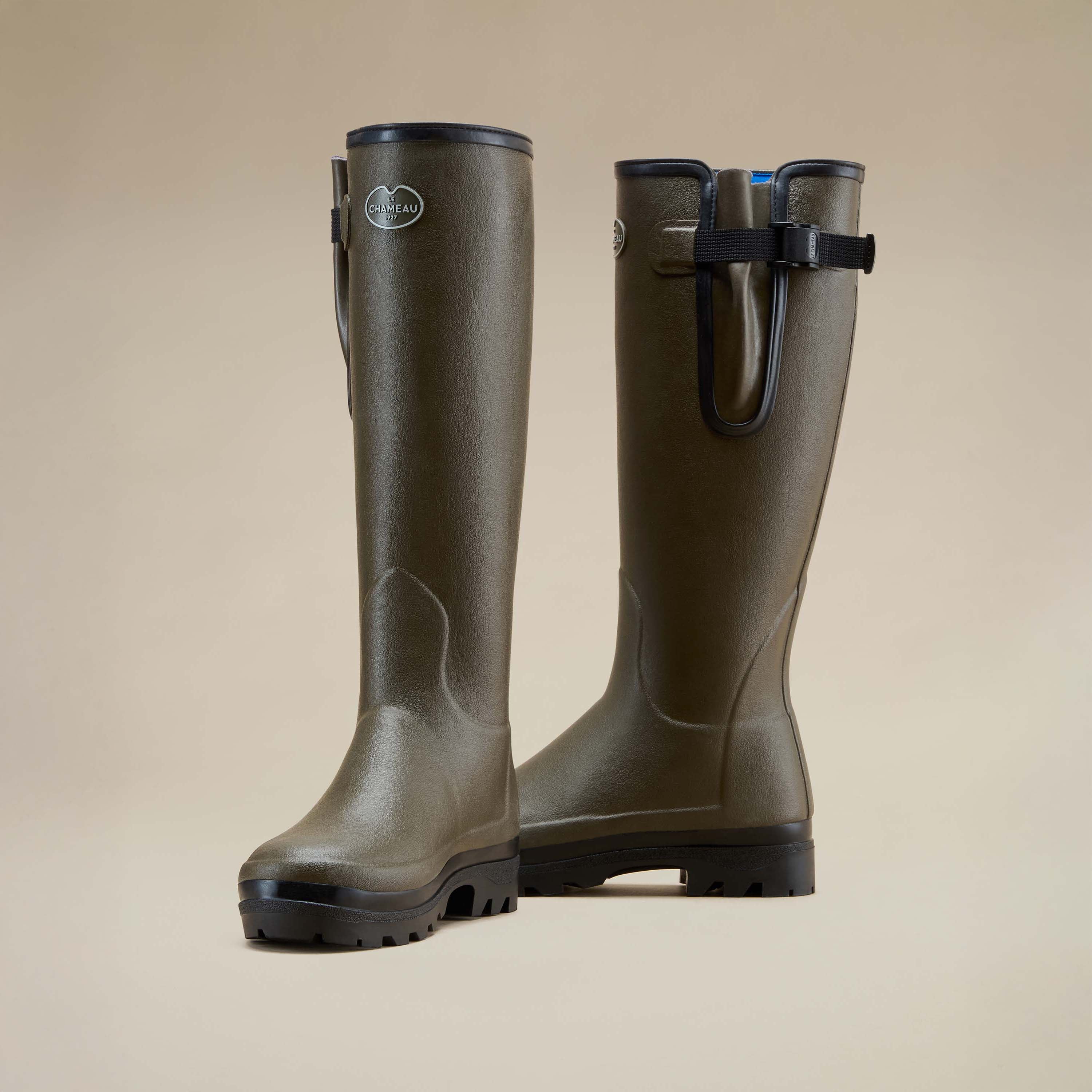 Women's Vierzonord Neoprene Lined Wellington Boot - Chameau Green