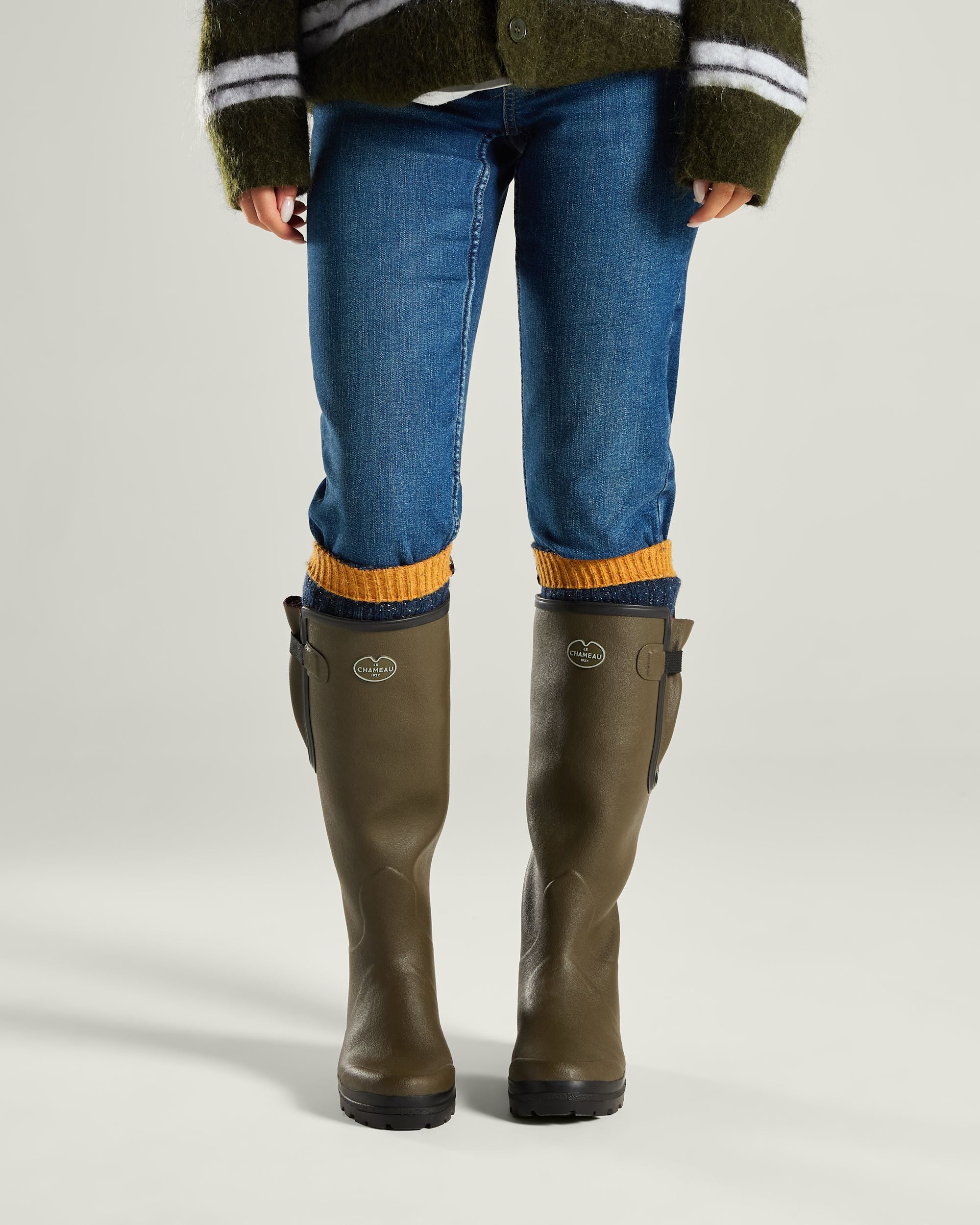 Women's Vierzon Jersey Lined Wellington Boot Chameau Green