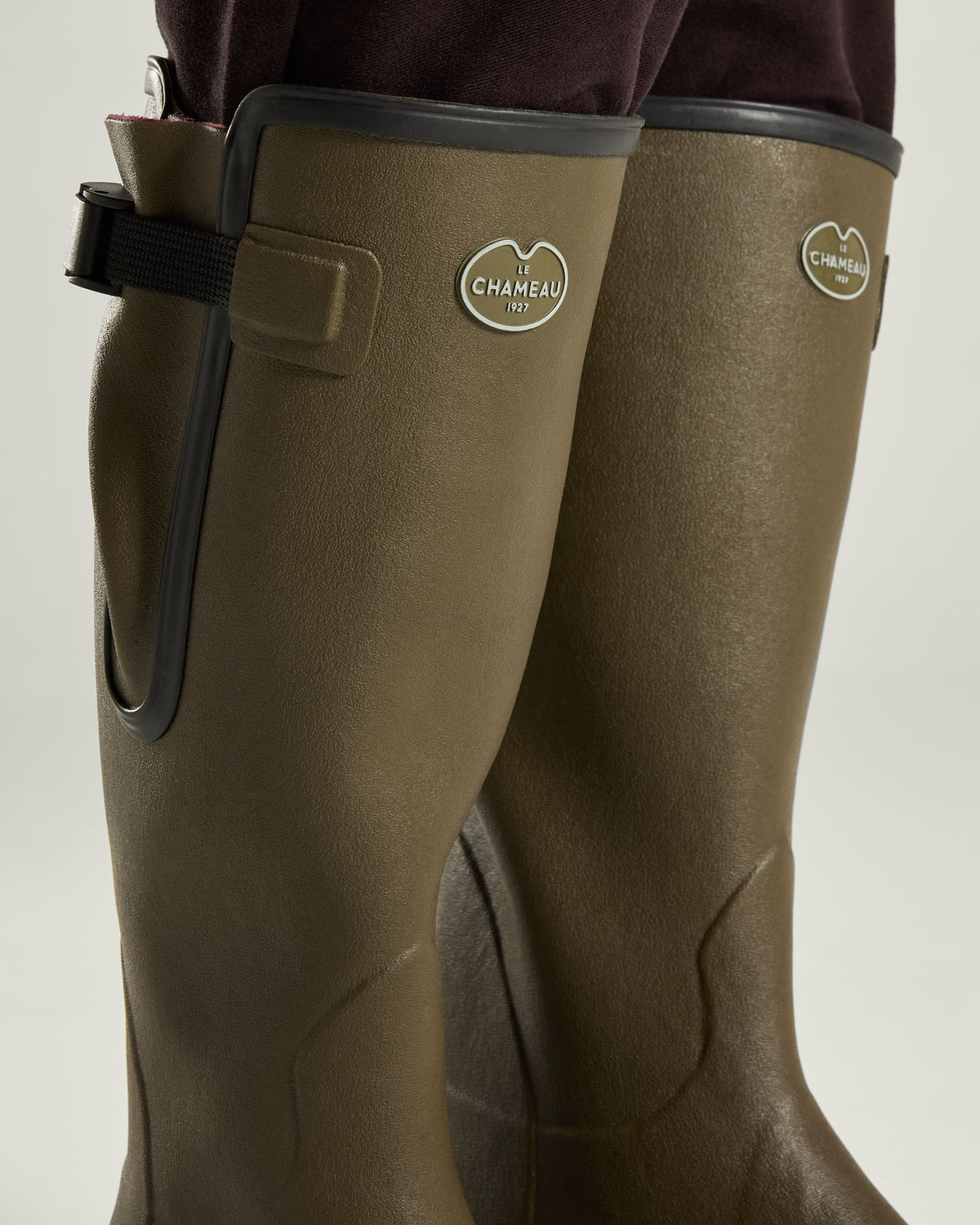Men's Vierzon Jersey Lined Wellington Boot - Chameau Green / Claret Tartan