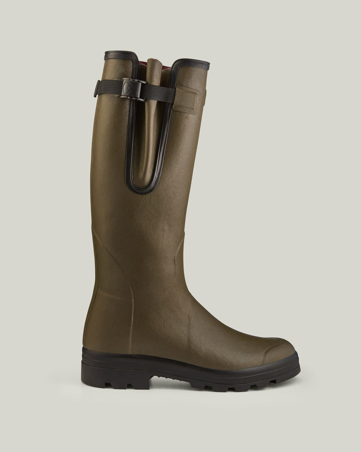 Men's Vierzon Jersey Lined Wellington Boot - Chameau Green / Claret Tartan