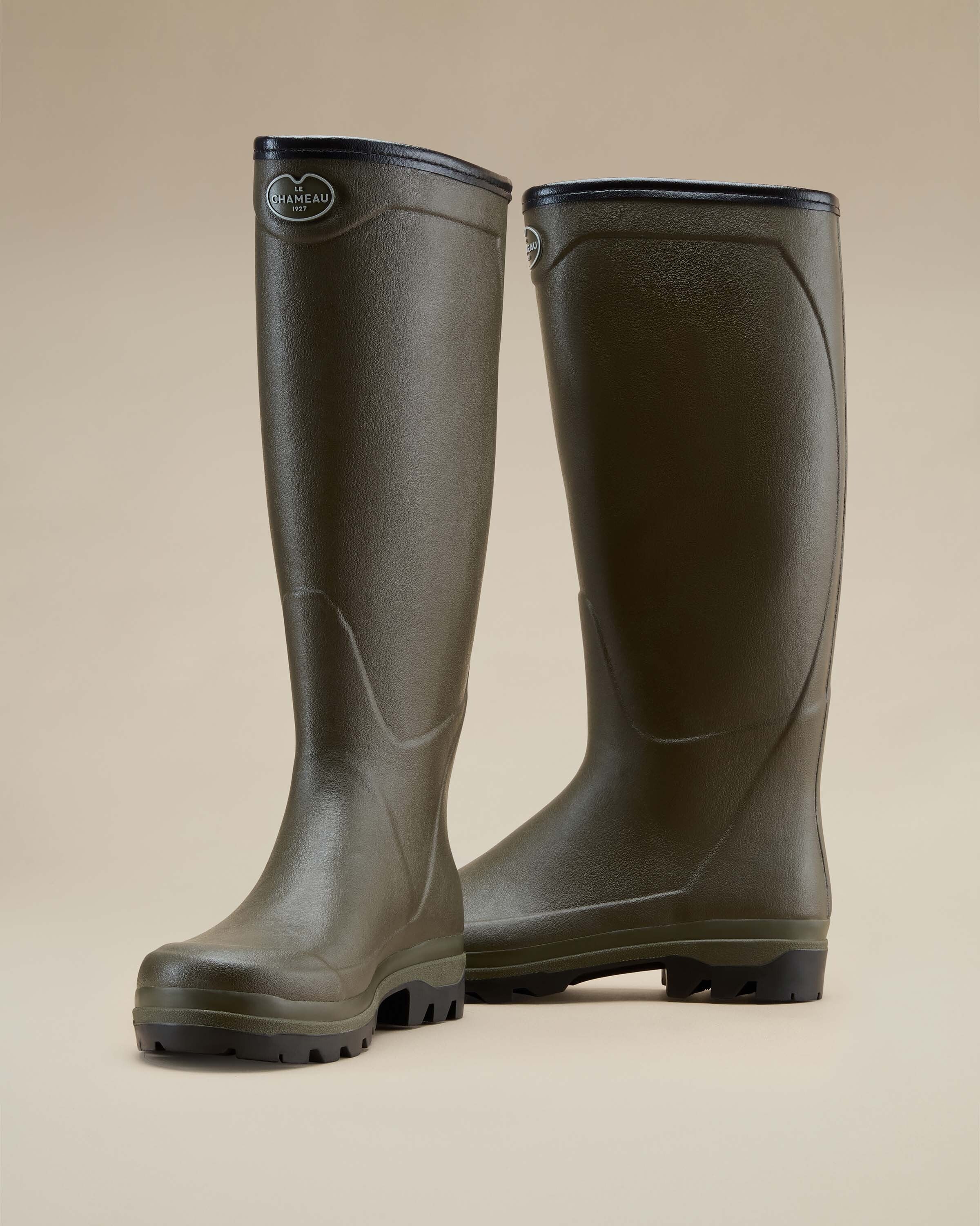 Men's Country Cross Jersey Lined Wellington Boot - Chameau Green