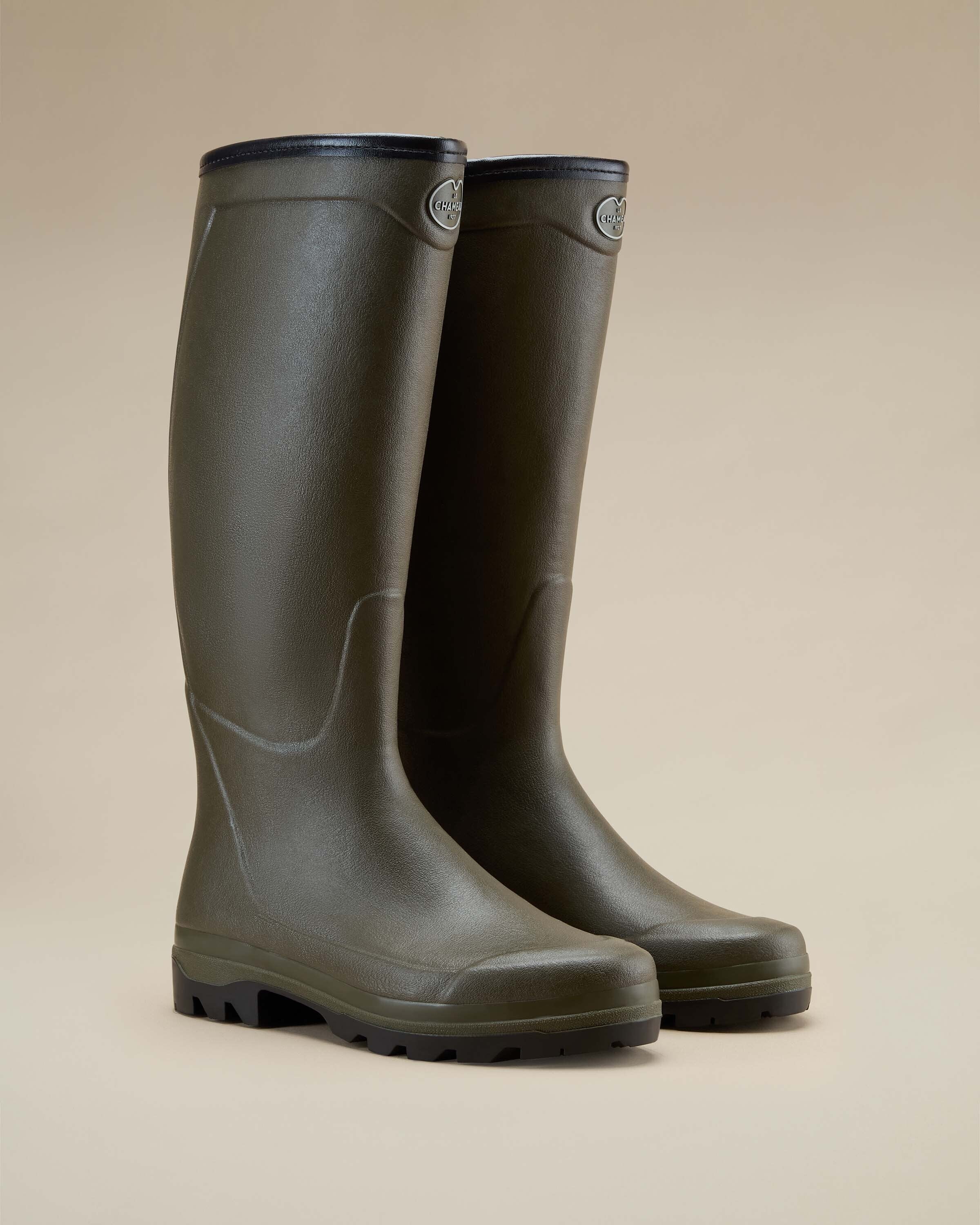 Men's Country Cross Neoprene Lined Wellington Boot - Chameau Green