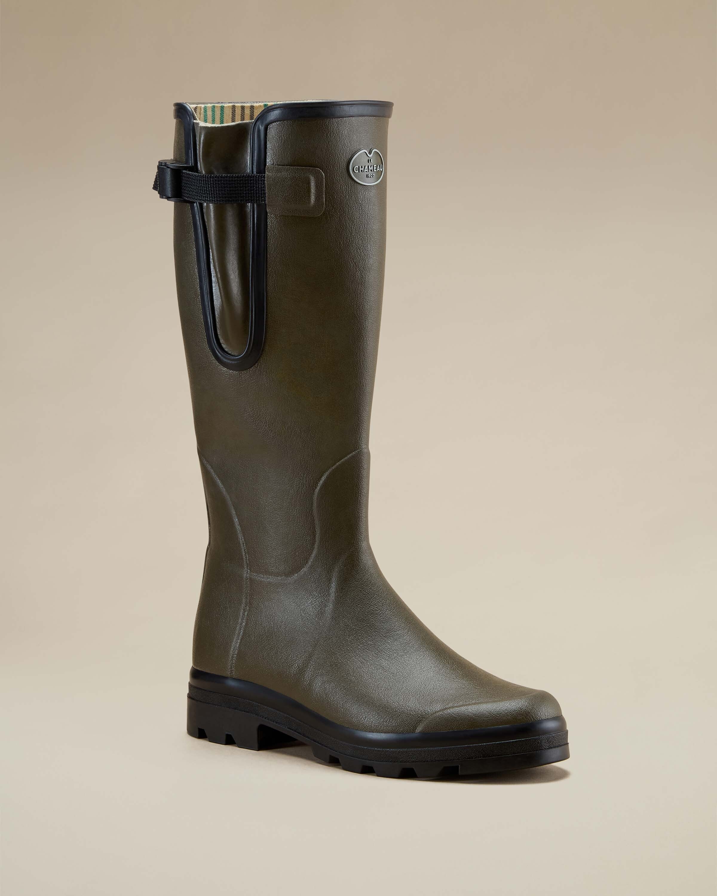 フランスLe Chameau レインブーツ 41 Men's Vierzon Jersey Lined Wellington Boot Black | Le Chameau