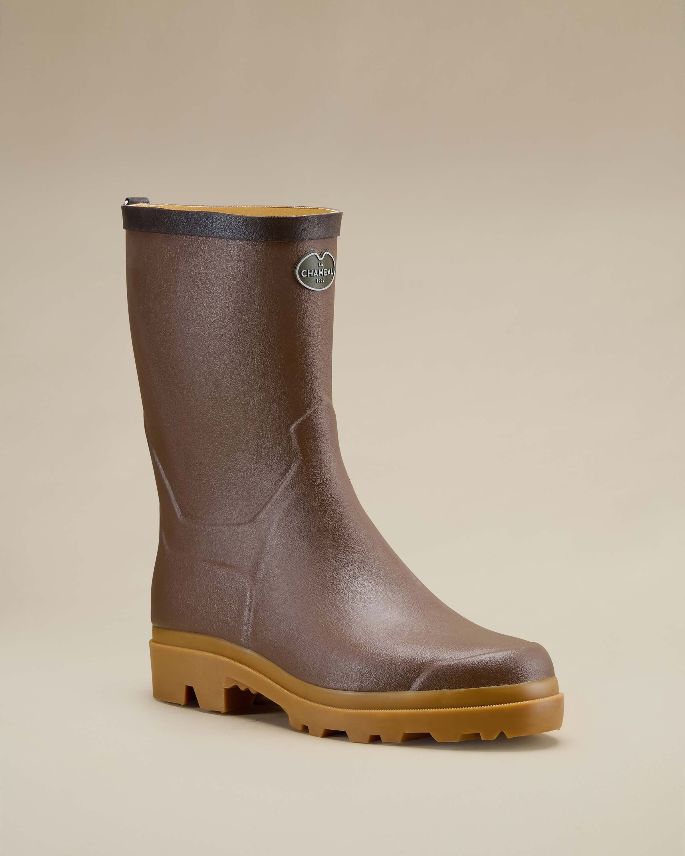 Men's Zermatt Leather Lined Short Wellington Boot - Brown | Le Chameau