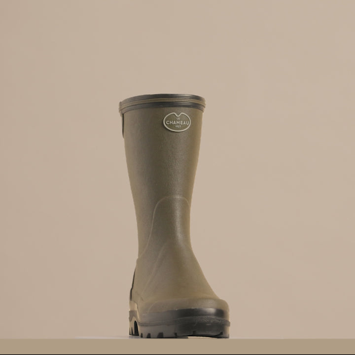 Giverny Damen-Gummistiefel mit Jerseyfutter - Kurzmodell - Vert Chameau