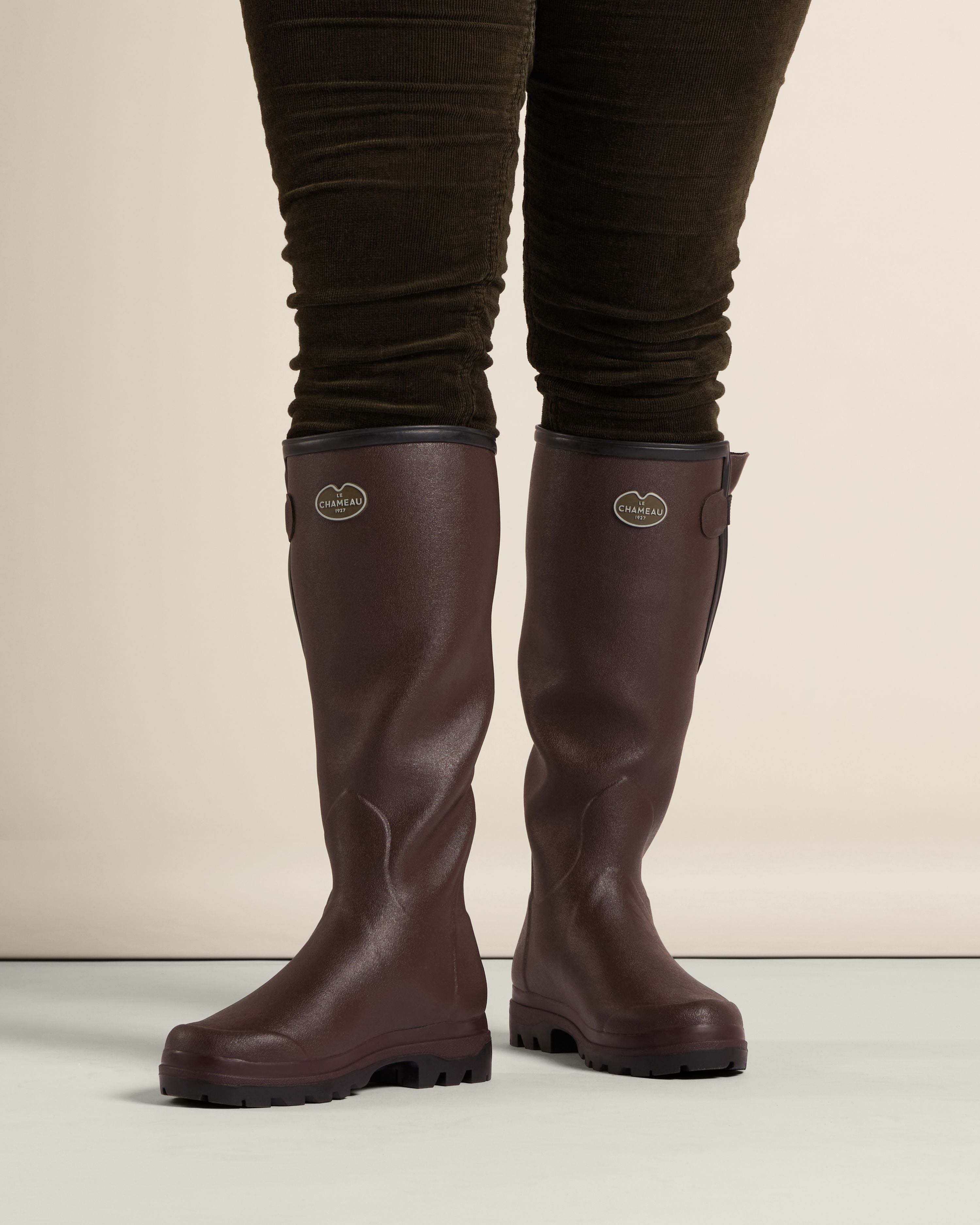 Women's Vierzon Héritage Jersey Lined Wellington Boot - Dark Brown