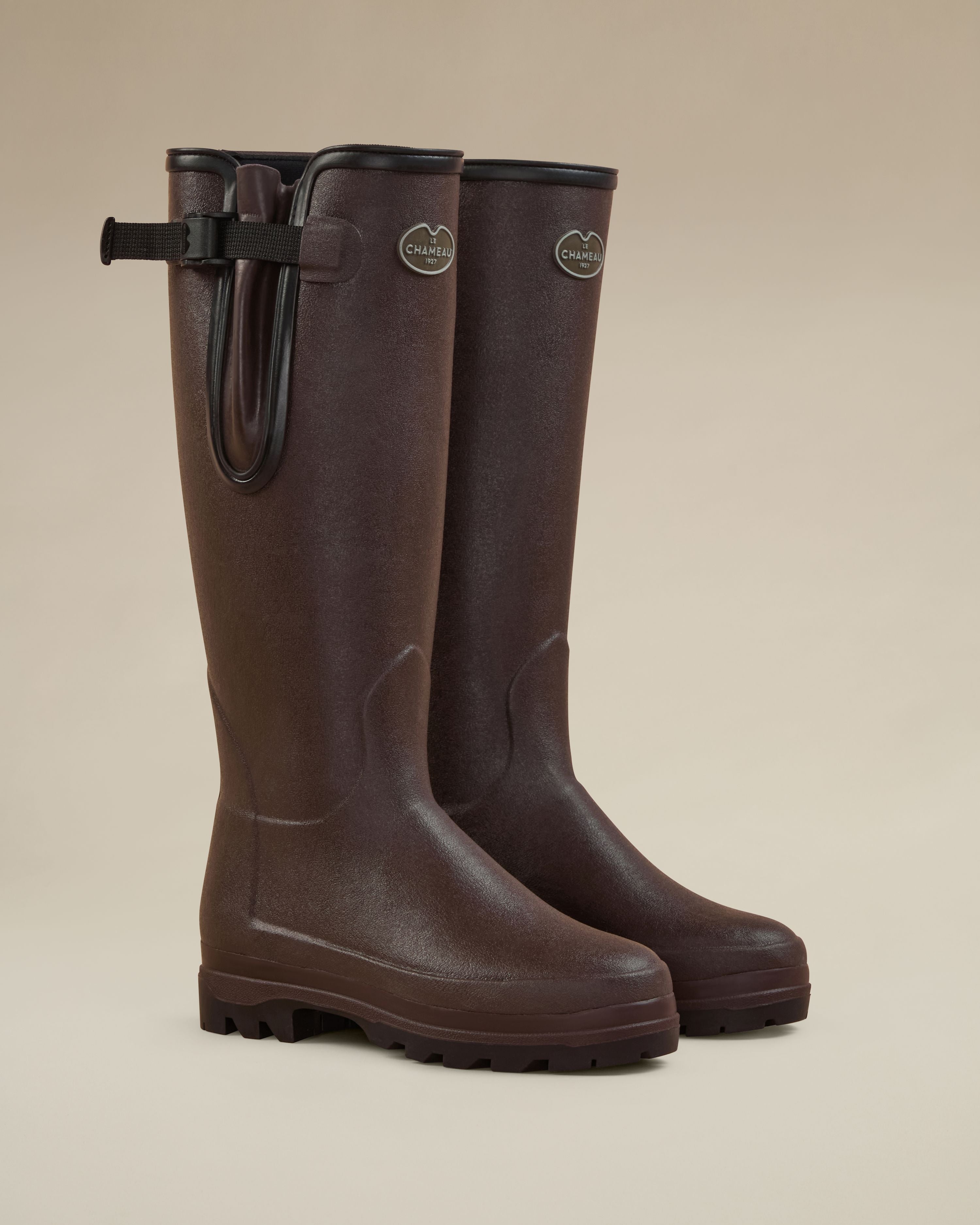Women's Vierzonord Neoprene Lined Wellington Boot Dark Brown | Le