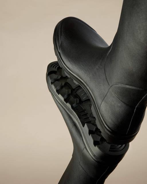 Mens black leather wellington boots top